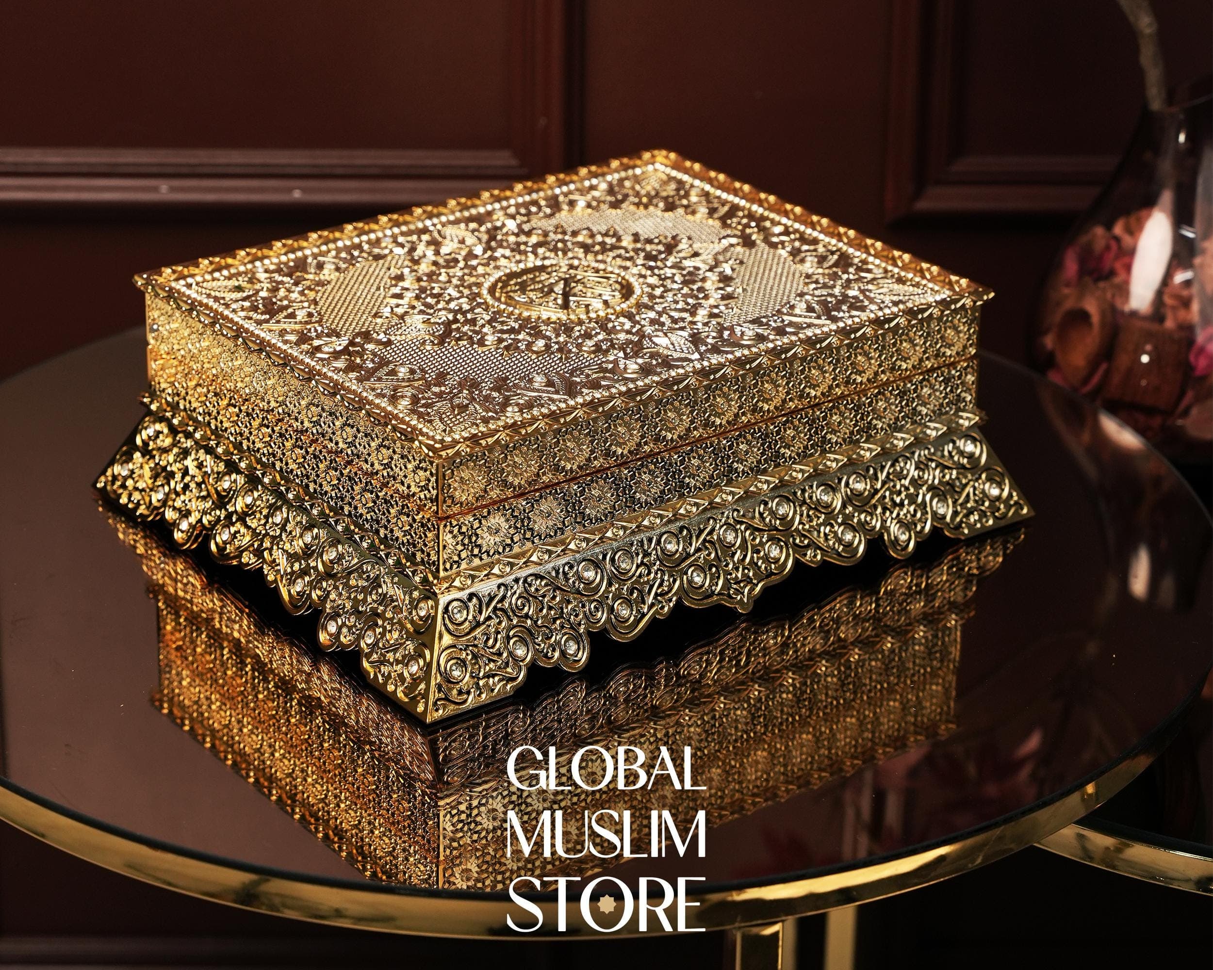Luxury Quran Box with Quran | Gold Islamic Book Holder | Decorative Quran Case | Gold Quran Chest | Muslim Home Decor | Premium Quran Cover - image 5