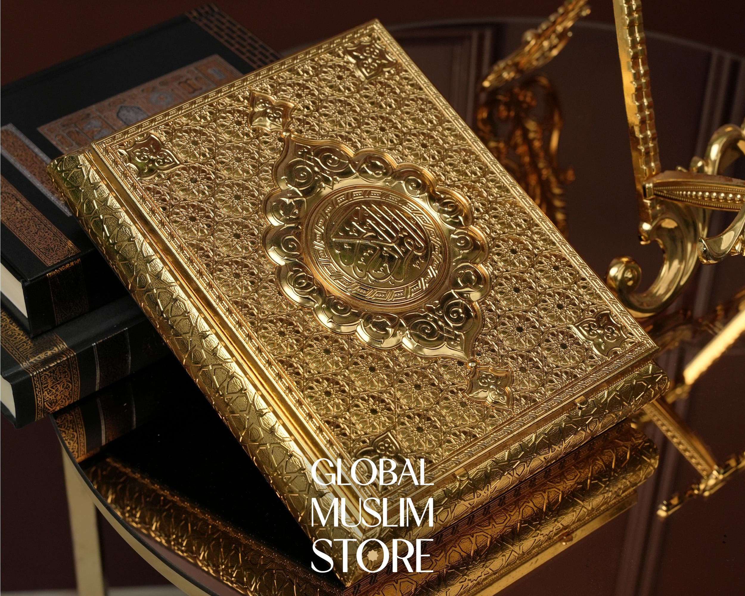Luxury Gold Quran Box Set: Engraved Islamic Gift with Display Stand - image 3