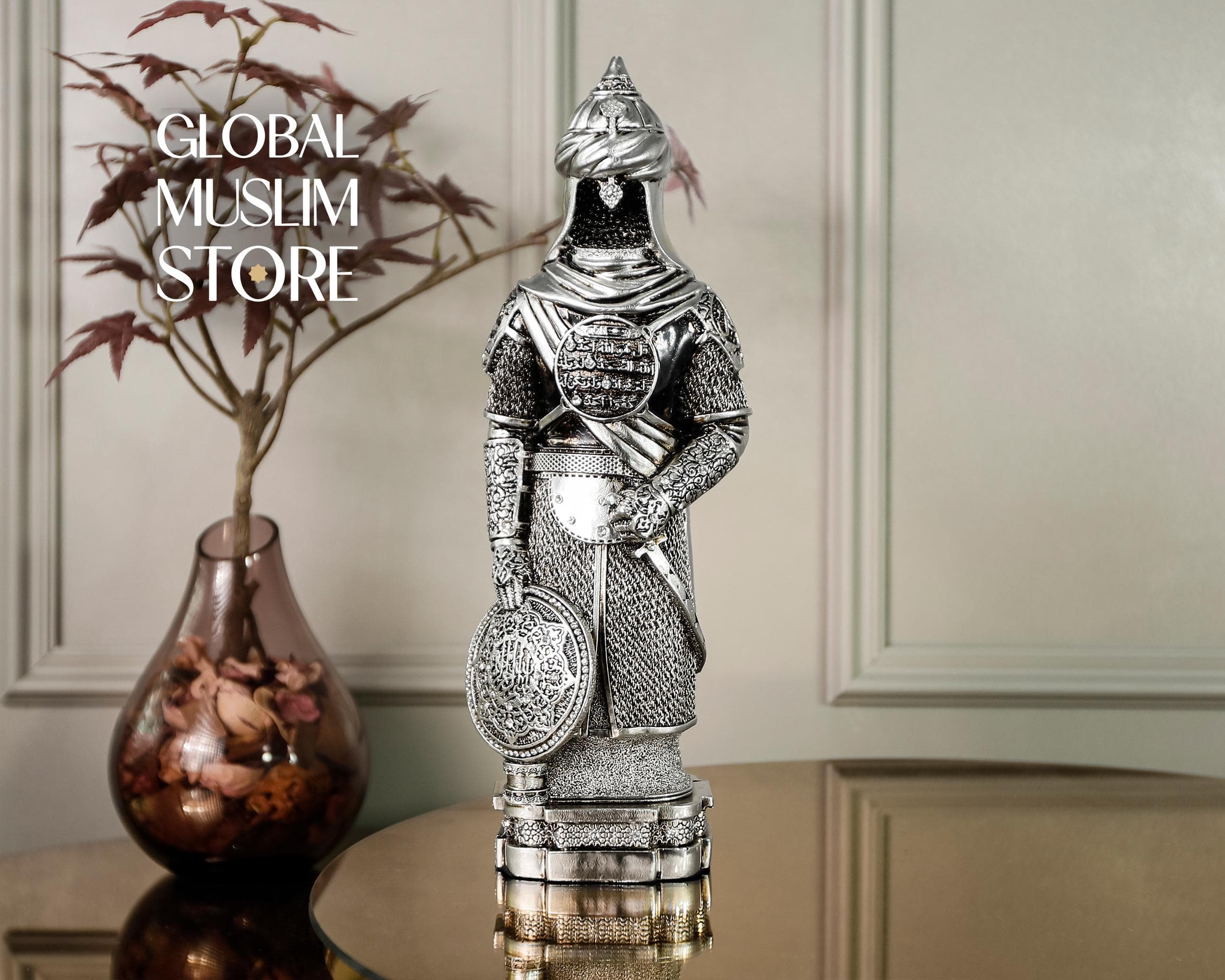 Silver Soldier Figurine, Ottoman Soldier, Ottoman Art, Armed Warrior Figurine, Islamic Table Decor, Muslim Table Decor, Islamic Home Decor
