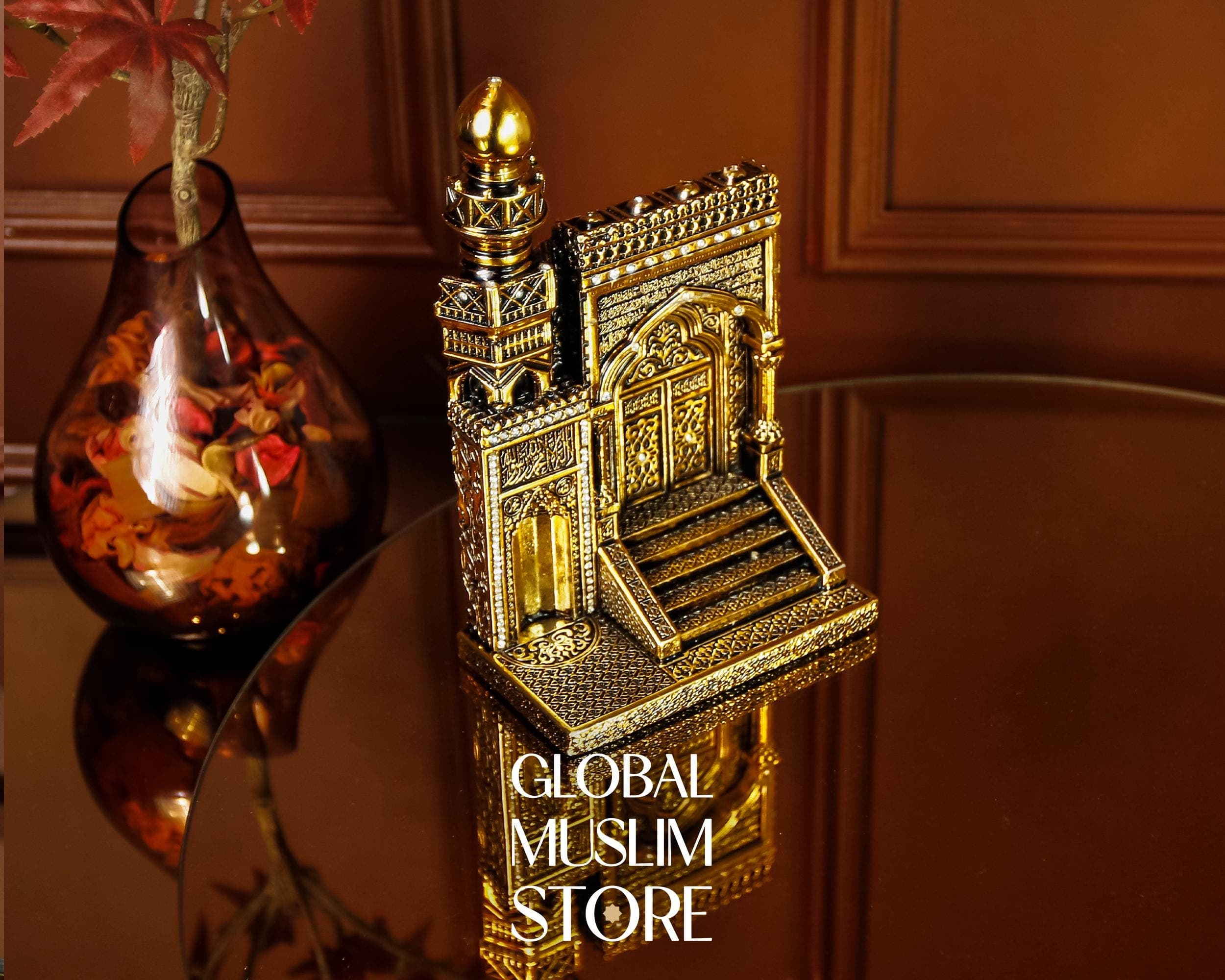 Islamic Mihrab and Minbar Decor – Mosque Masjid Decor | Gold Plated Handcrafted Ornament | Muslim Spiritual Gift for Home & Office - image 3