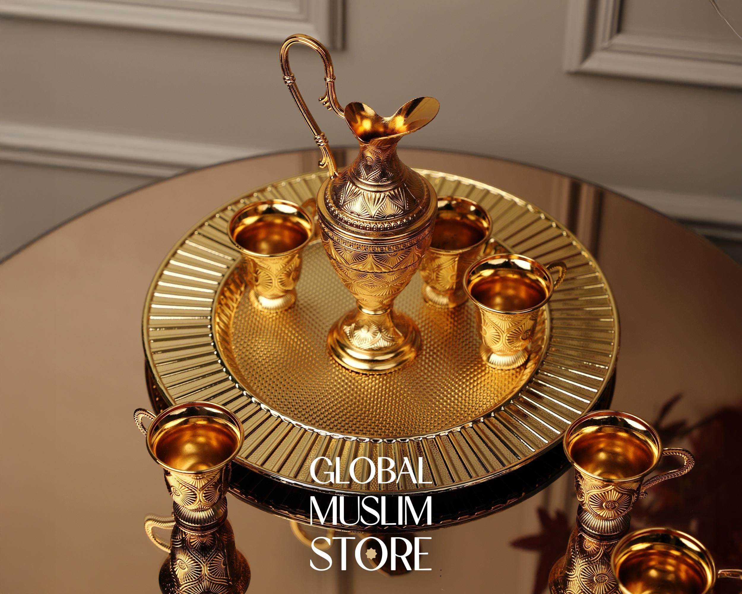 Zamzam Set, Luxury Zamzam Tray Ewer & Cup Set, Handmade Zamzam Water Serving Ensemble, Handmade Islamic Gift, Hajj Souvenir, Umrah Present - image 5