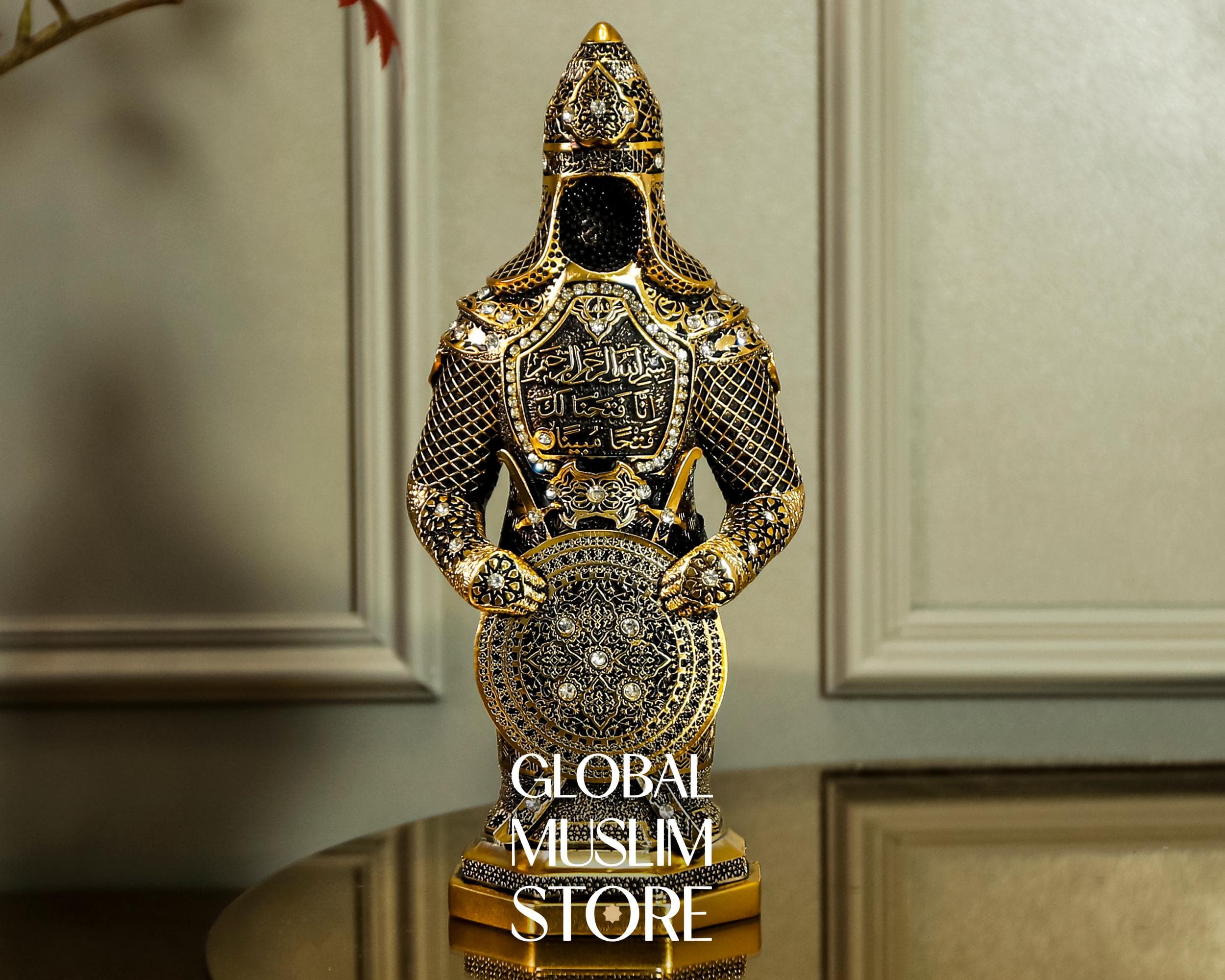 Ertugrul Figurine, Muslim Armed Soldier Figurine, Golden Plated Muslim Ottoman Soldier, Islamic Home Decor, Muslim Home Decor, Muslim Gift