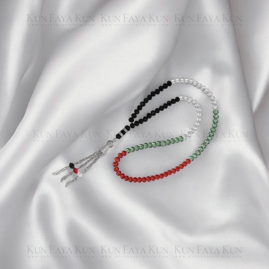 99-Bead Crystal Palestine Tasbih, prayer beads