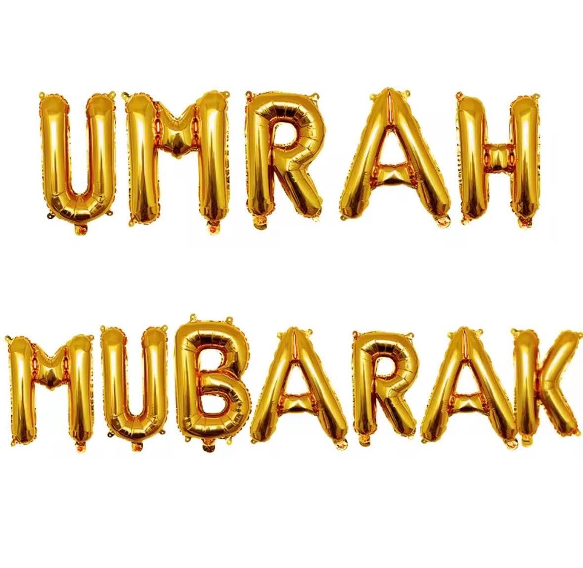 Umrah Mubarak Balloon Banner | Gold or Black | Umrah Decorations | Islamic Party Decor | Welcome Home Umrah | Umrah Celebration
