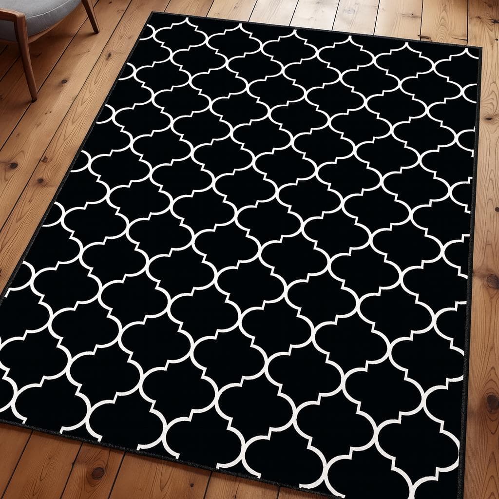 Patterned Black Area Custom Home Decor Carpet - image 3