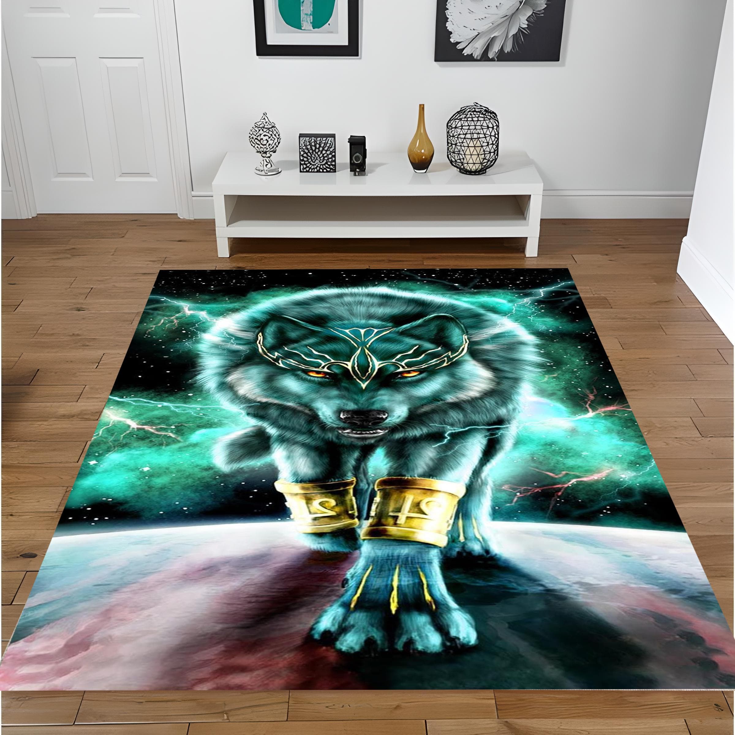 Wolf Pattern Rug: Personalized Animal Design, Non-Slip Cotton Base - image 5