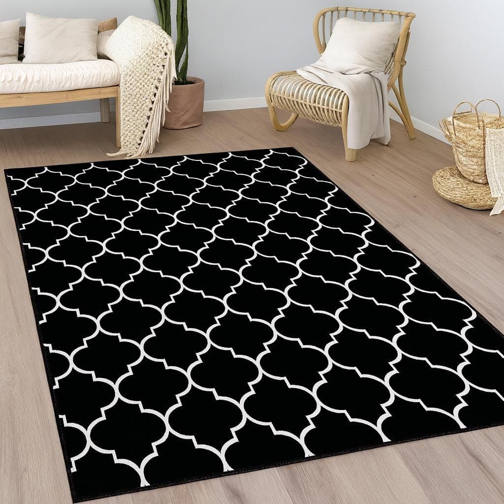 Patterned Black Area Custom Home Decor Carpet - image 5