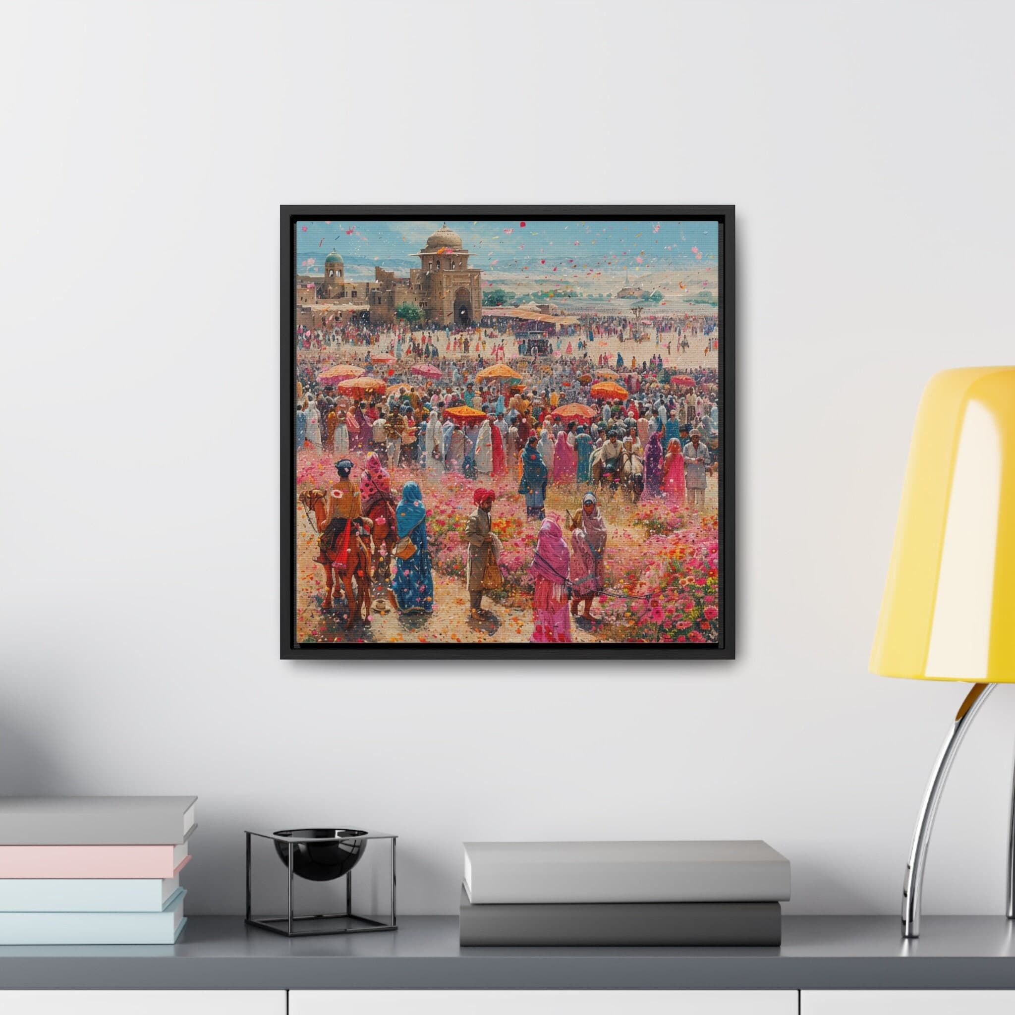 Sindhi Village Art Painting, Gallery Canvas Square Frame, Mughal Palace Afghan Pakistani Indian women Subcontinent Persian Wall Print Poster