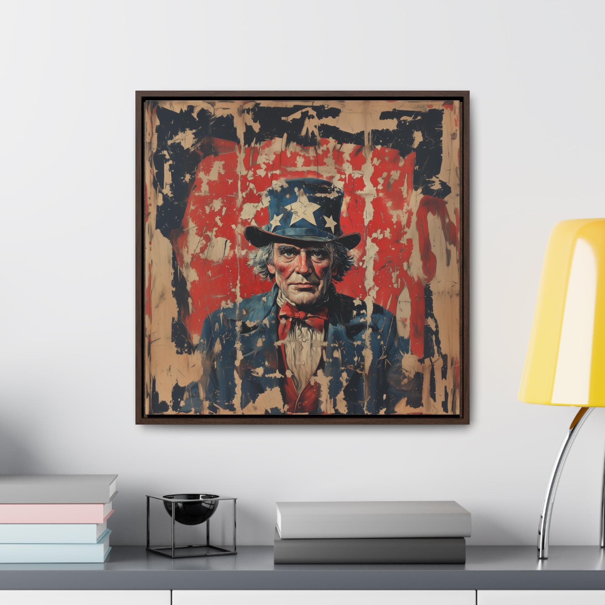 American 4th of July Canvas Framed Wall Art, Fireworks Independence day Decor Print Modern Summer Holiday Gift, USA Patriotic festive Cozy