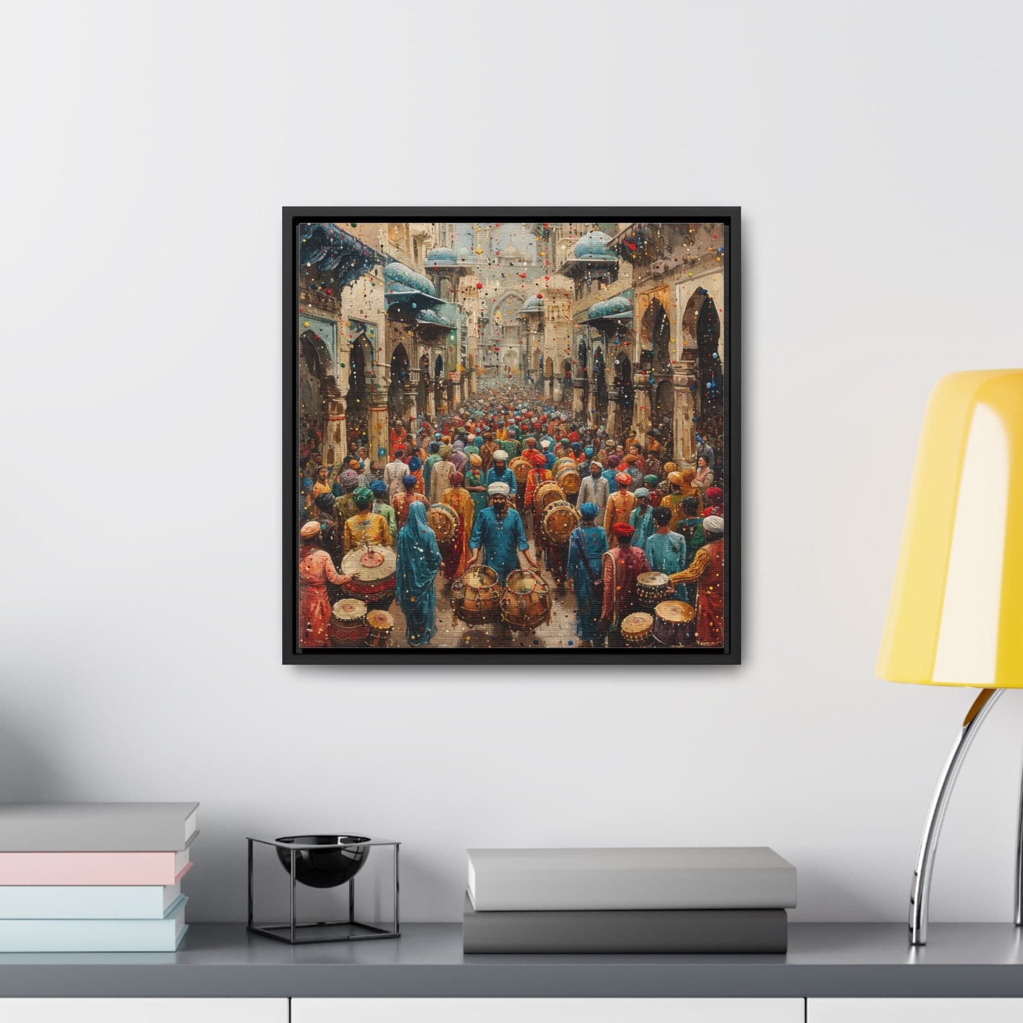 Sindhi Village Art Painting, Gallery Canvas Square Frame, Mughal Palace Afghan Pakistani Indian women Subcontinent Persian Wall Print Poster