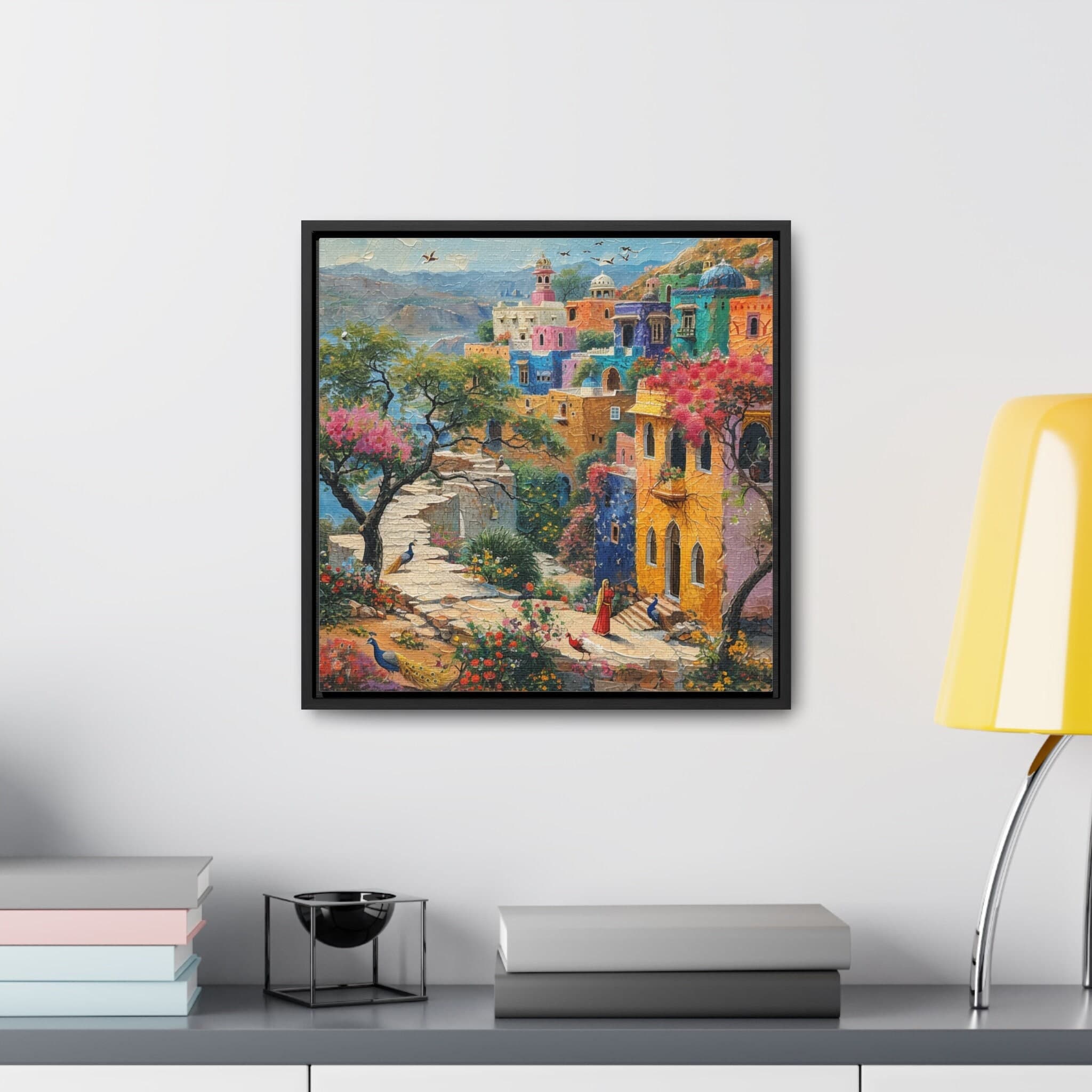 Sindhi Village Art Painting, Gallery Canvas Square Frame, Mughal Palace Afghan Pakistani Indian women Subcontinent Persian Wall Print Poster