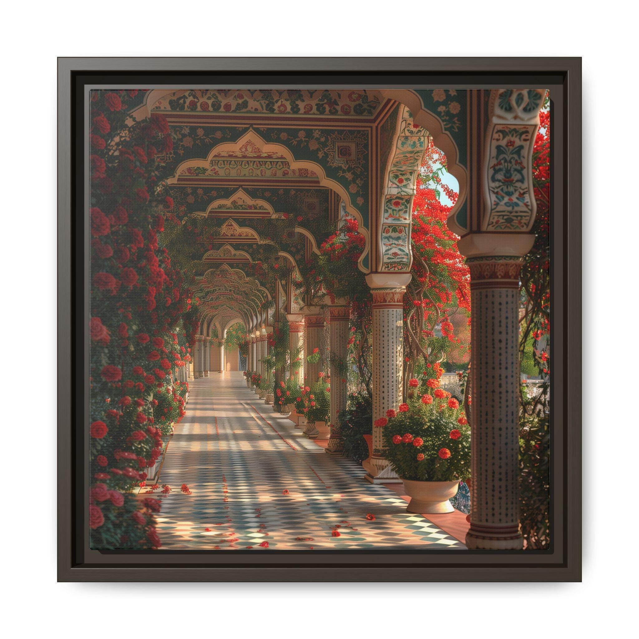Mughal Style Art Palace Painting, Gallery Canvas Square Frame, Mughal Palace Afghan Pakistani Indian Subcontinent Persian Wall Print Poster - image 3