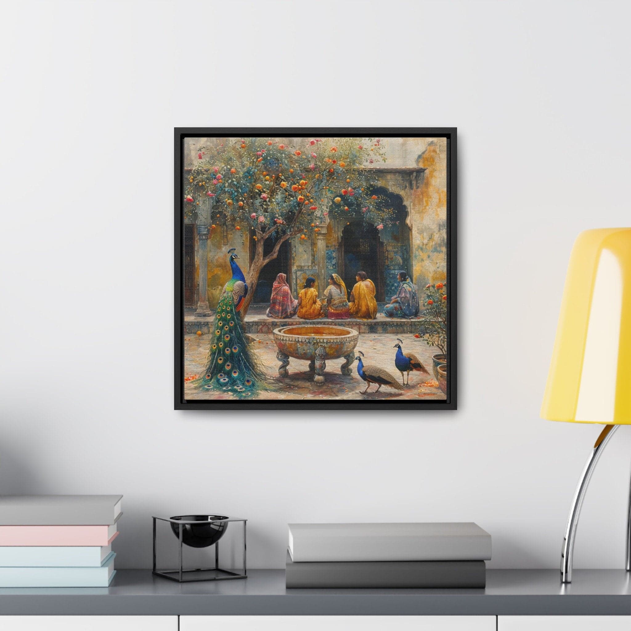 Sindhi Village Art Painting, Gallery Canvas Square Frame, Mughal Palace Afghan Pakistani Indian women Subcontinent Persian Wall Print Poster