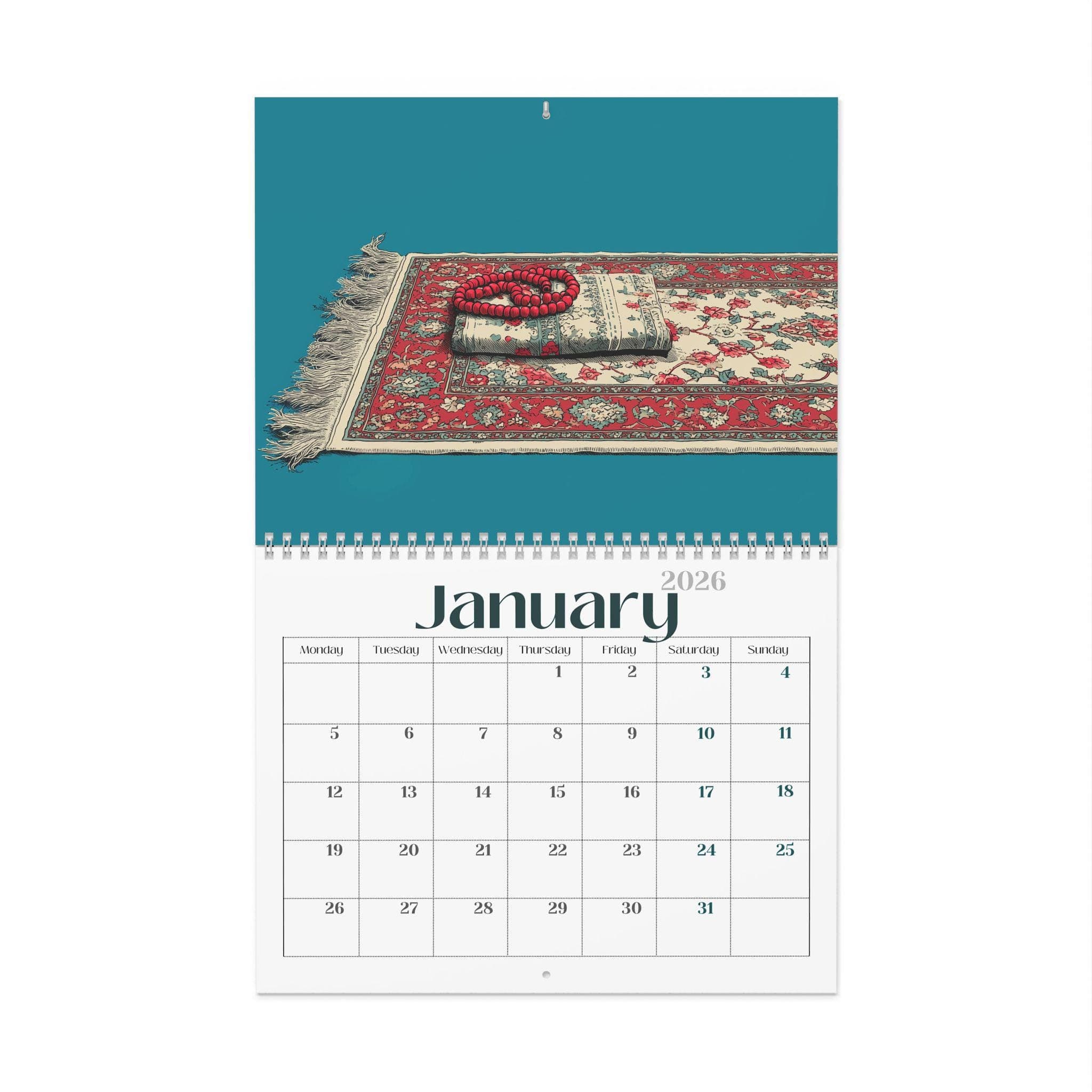 2026 Islamic Art Wall Calendar Size 11x8.5 & 14x11.5 Minimalist Ramadan Eid ul Fitr Eid ul Azha Monthly Planner Yearly Decor Muslim Pakistan