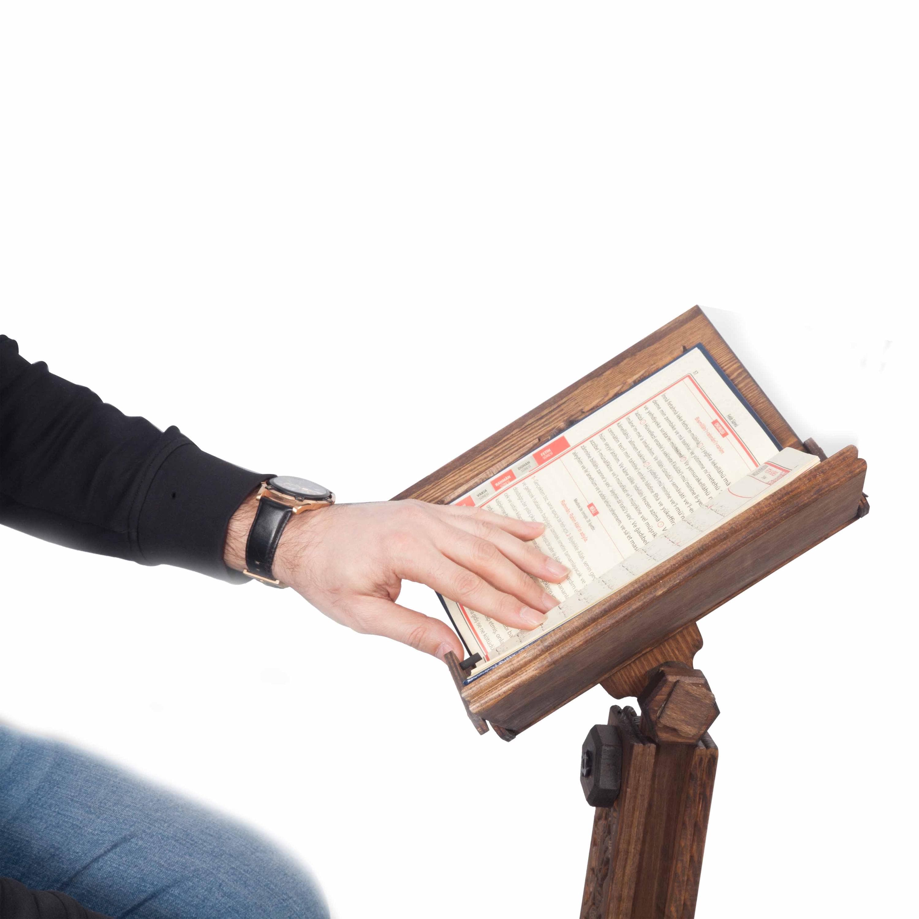 Adjustable Wooden Book Stand, Carved Quran Holder, Lectern - image 3