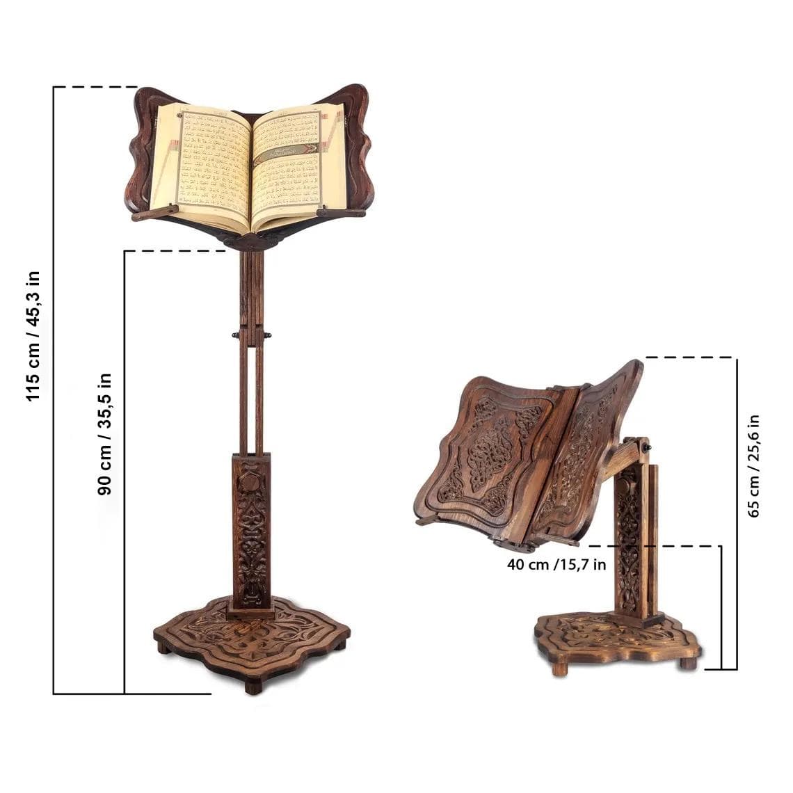 Adjustable Wooden Book Stand: Quran | Bible, Torah Lectern | CookBook, Music Stand | Museum Books Holder - image 3