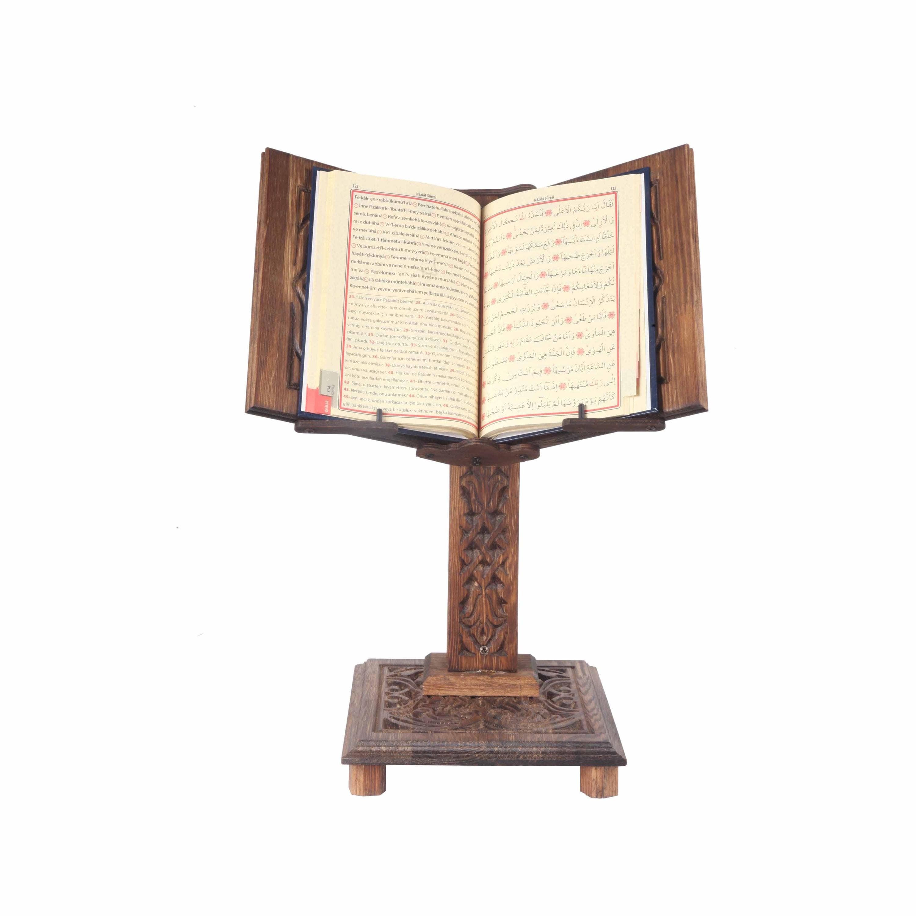 Adjustable Wooden Book Stand, Carved Quran Holder, Lectern
