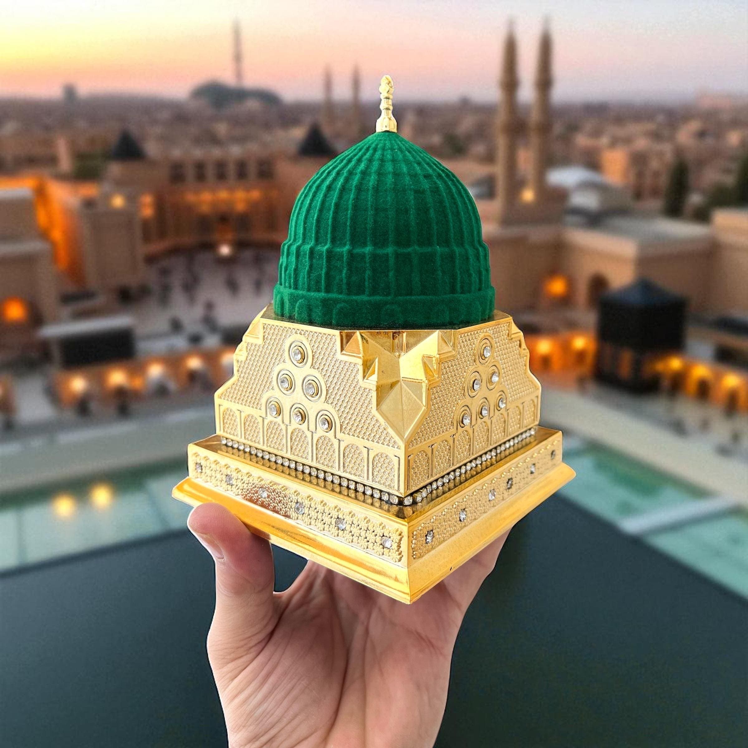 Al-Masjid Al-Nabawi Replica: Green Dome Islamic Home - Table Decor - image 3
