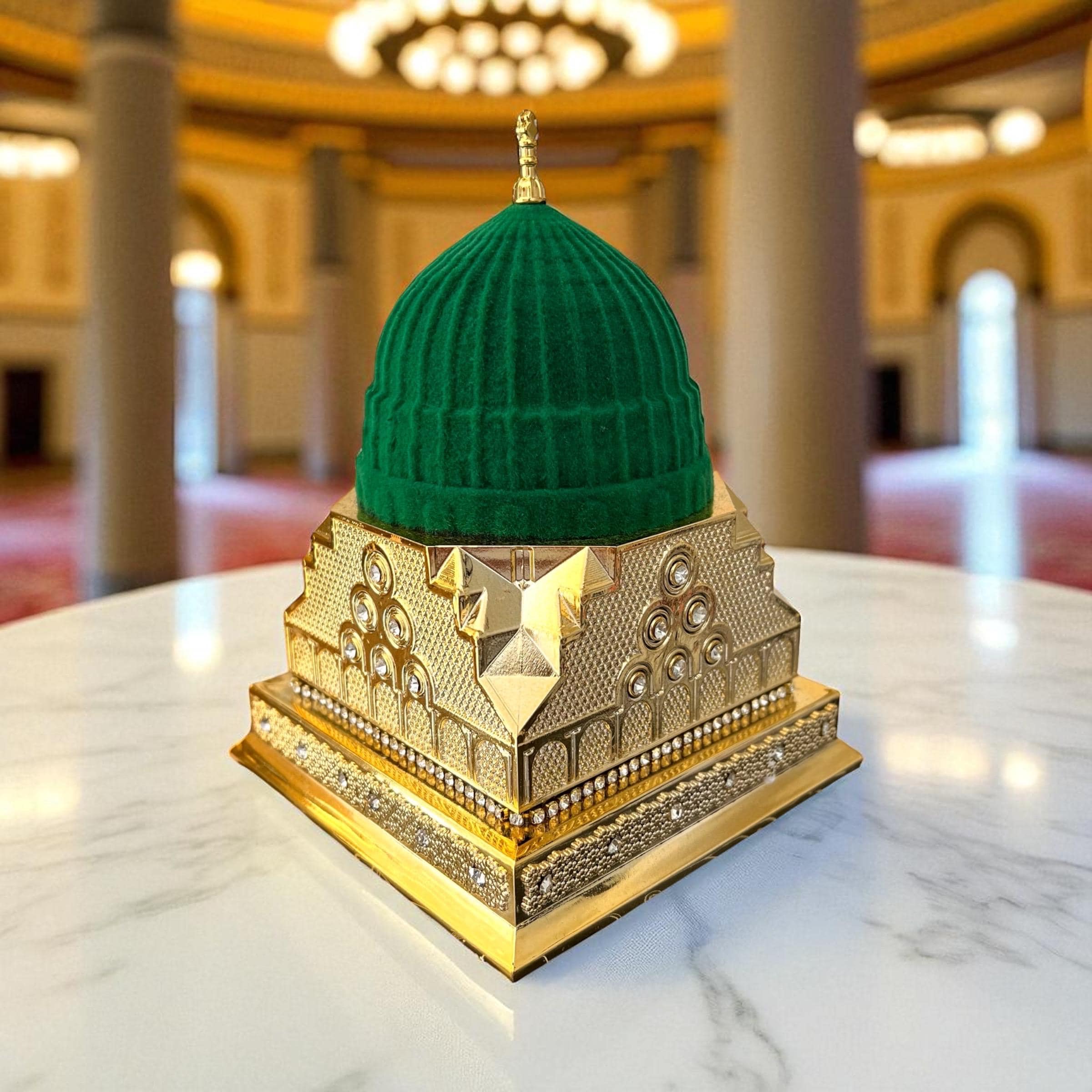 Al-Masjid Al-Nabawi Replica: Green Dome Islamic Home - Table Decor
