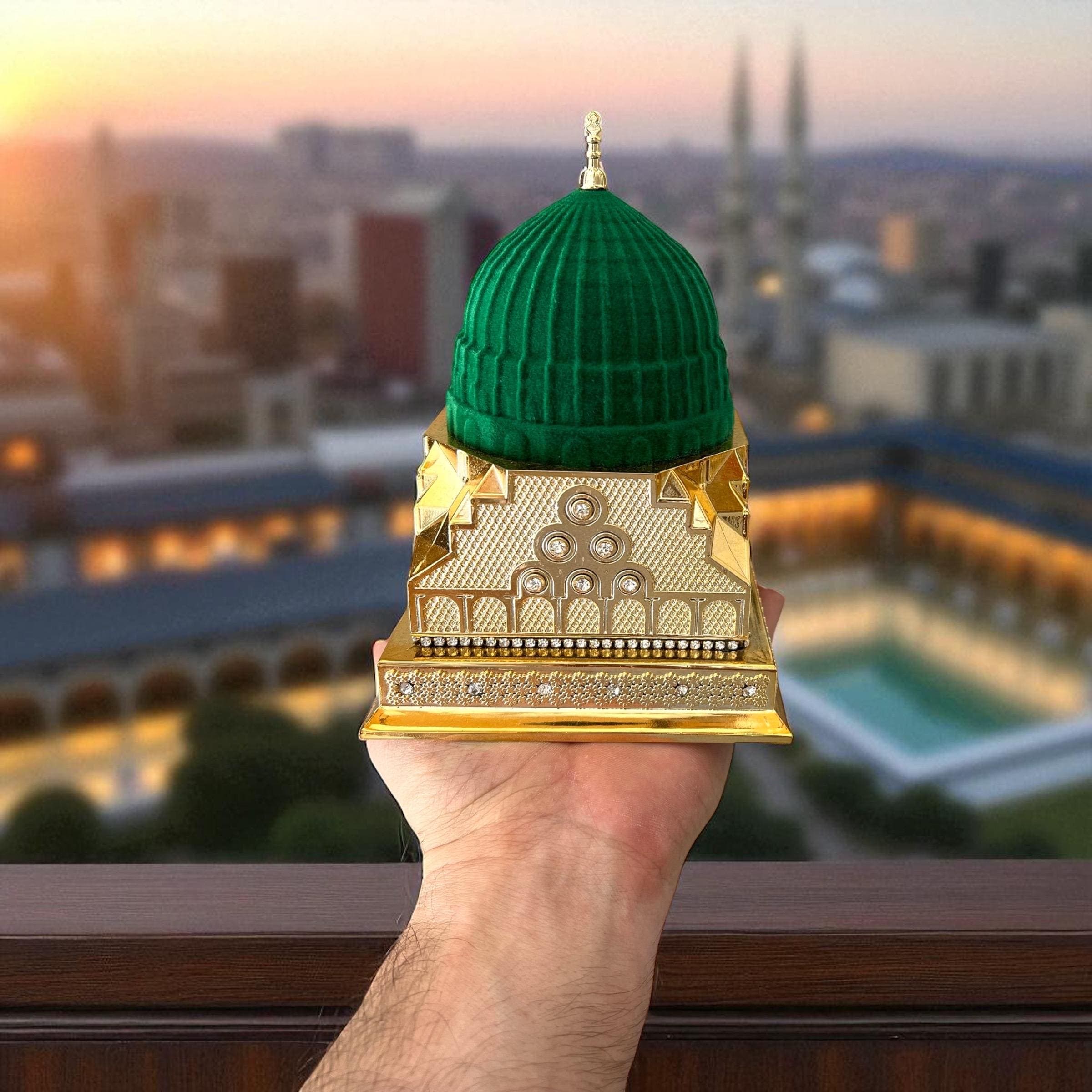 Al-Masjid Al-Nabawi Replica: Green Dome Islamic Home - Table Decor - image 5