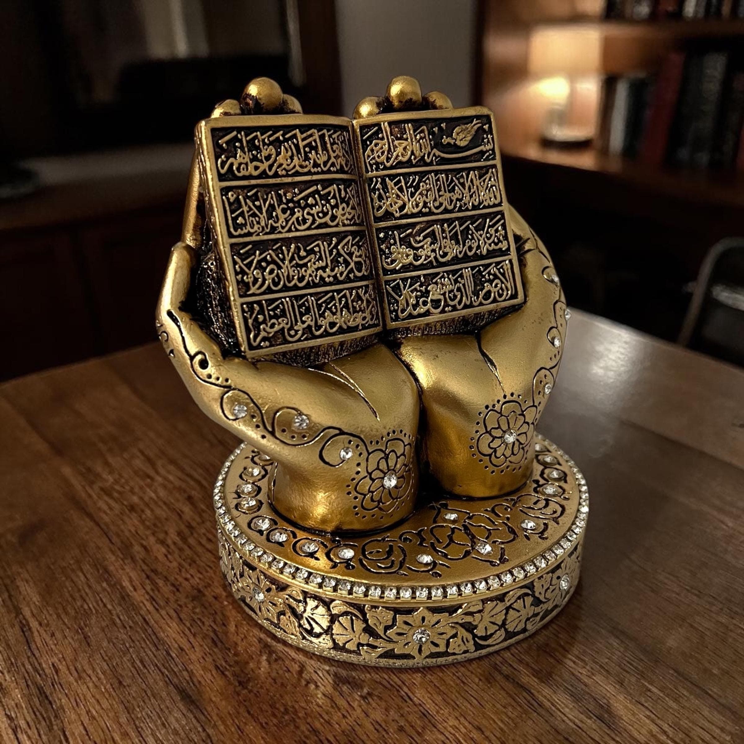 Ayatul Kursi Desk Ornament, Gold Quran Verse Sculpture, Islamic Home Decor, Muslim Gift, Hajj, Umrah, Eid Gift - image 3