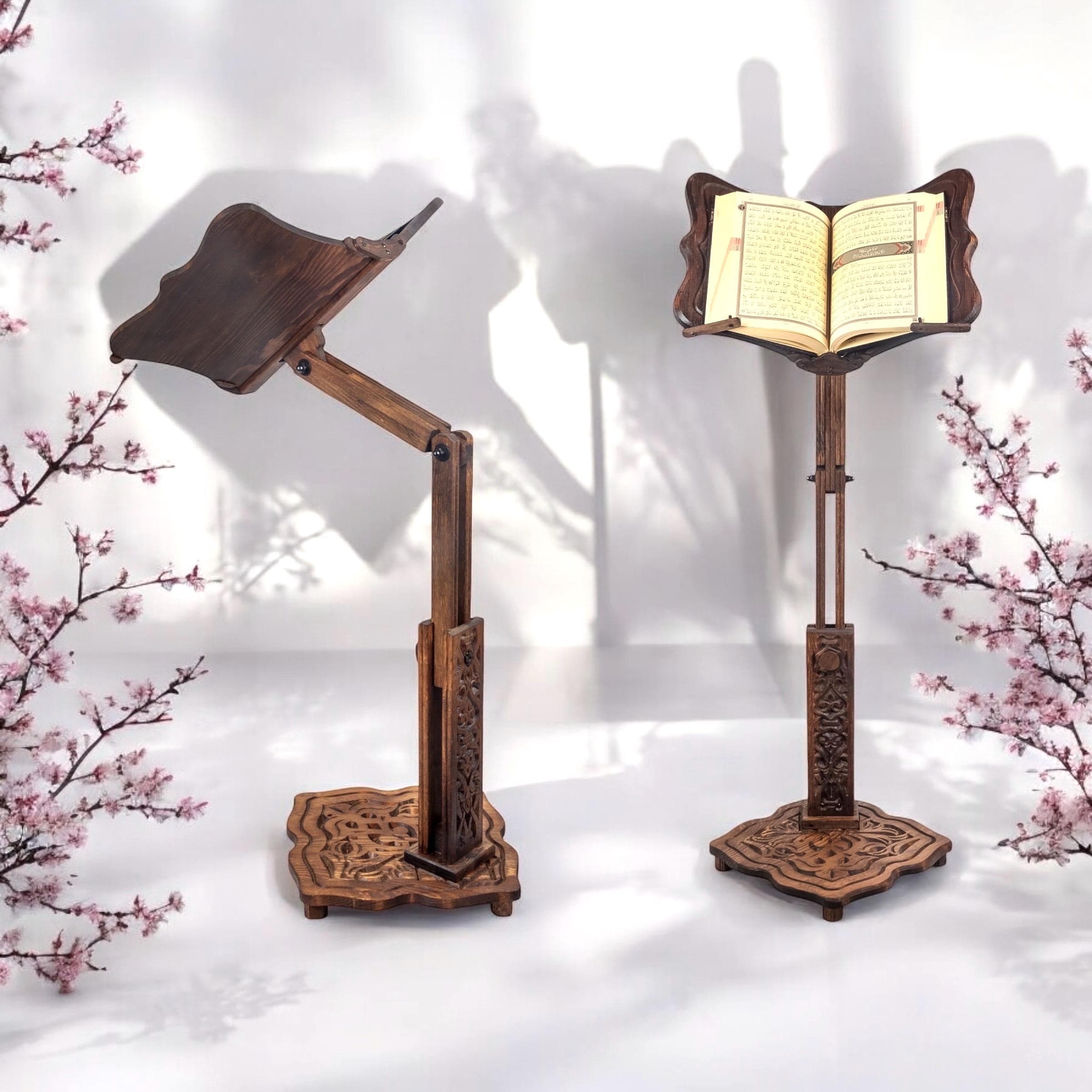 Adjustable Wooden Book Stand: Quran | Bible, Torah Lectern | CookBook, Music Stand | Museum Books Holder - image 4