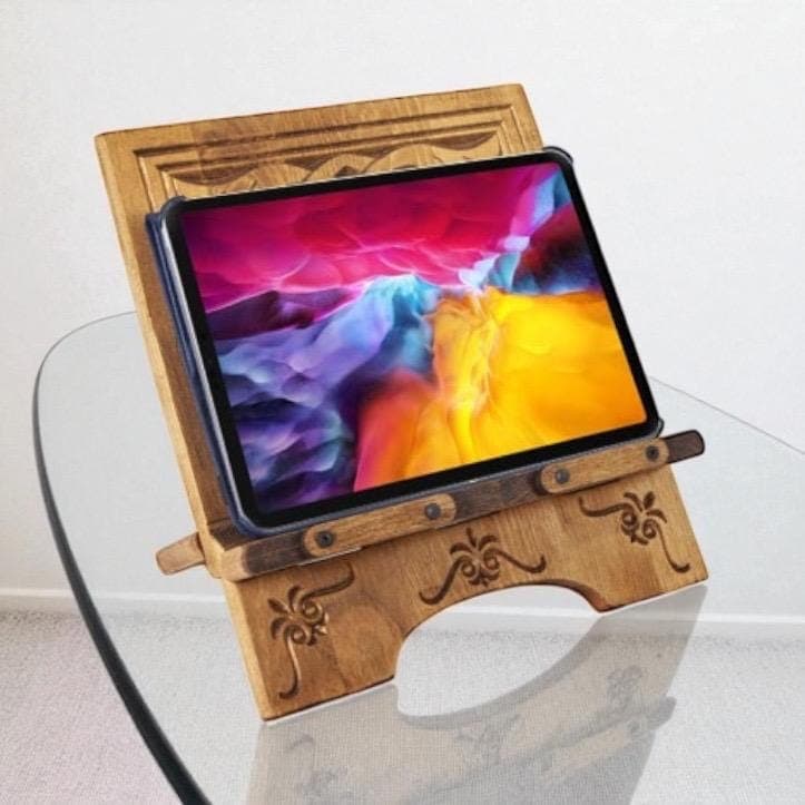 Hand Carved Wooden Quran Stand: CookBook Holder, Lectern, Elegant Islamic Decor, Ramadan Gift - image 4