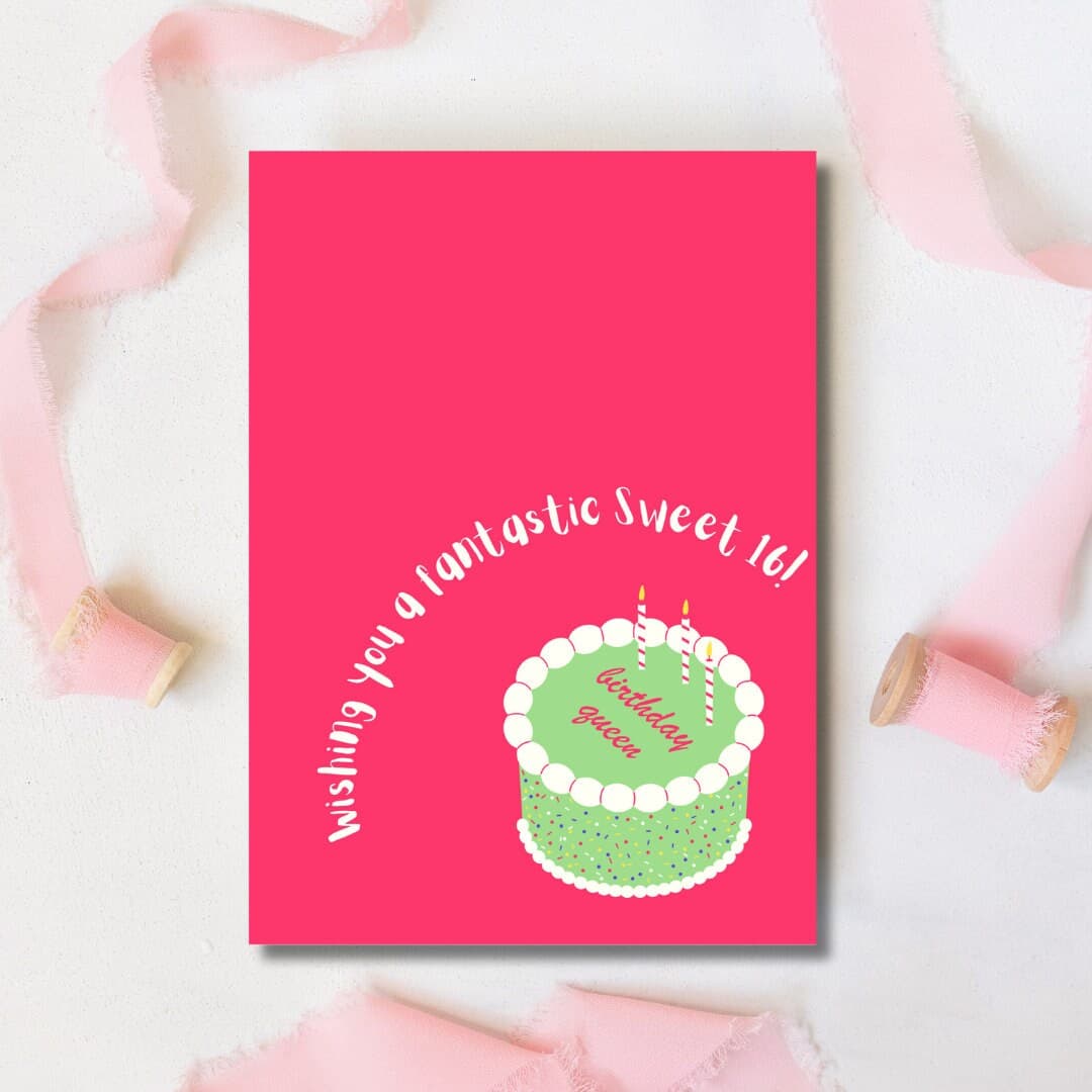 Sweet 16 Birthday Cake Card