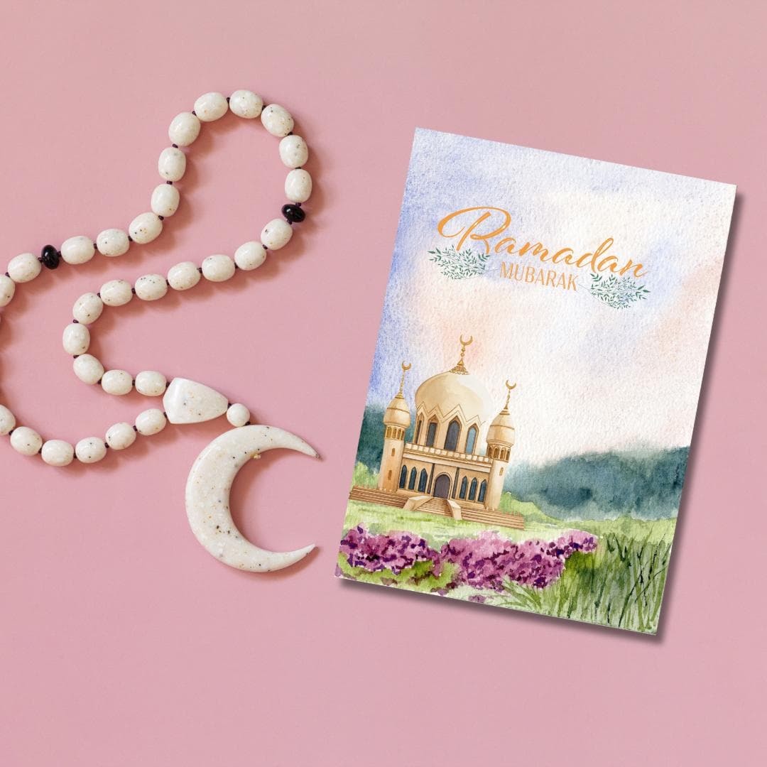 Ramzan Mubarak Greeting Card, Ramadan Mubarak Greeting Card, Islamic Holy Month Card, Islamic Greeting Card, Mosque Ramadan Card