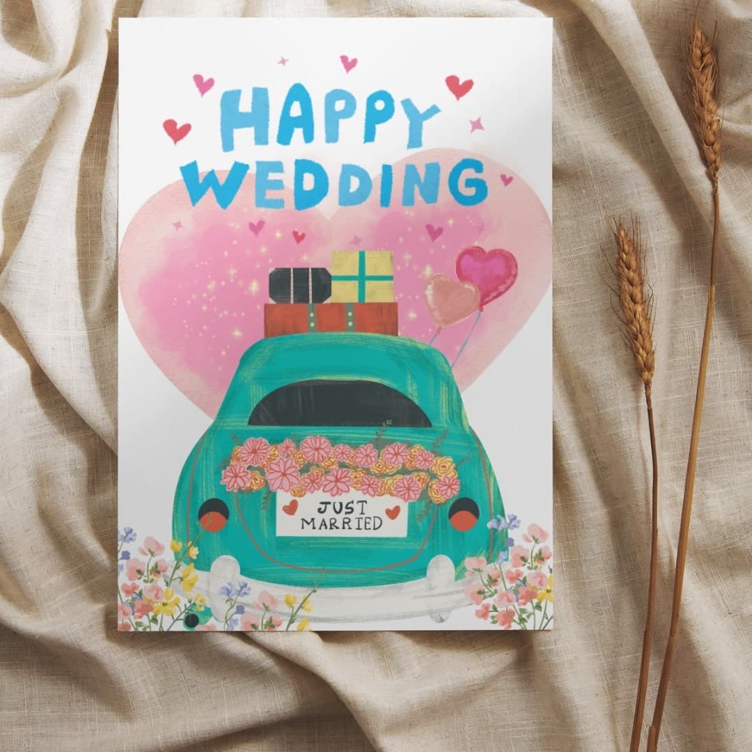 Happy Wedding Car Card, Newlywed Gift (4.25x6.25)