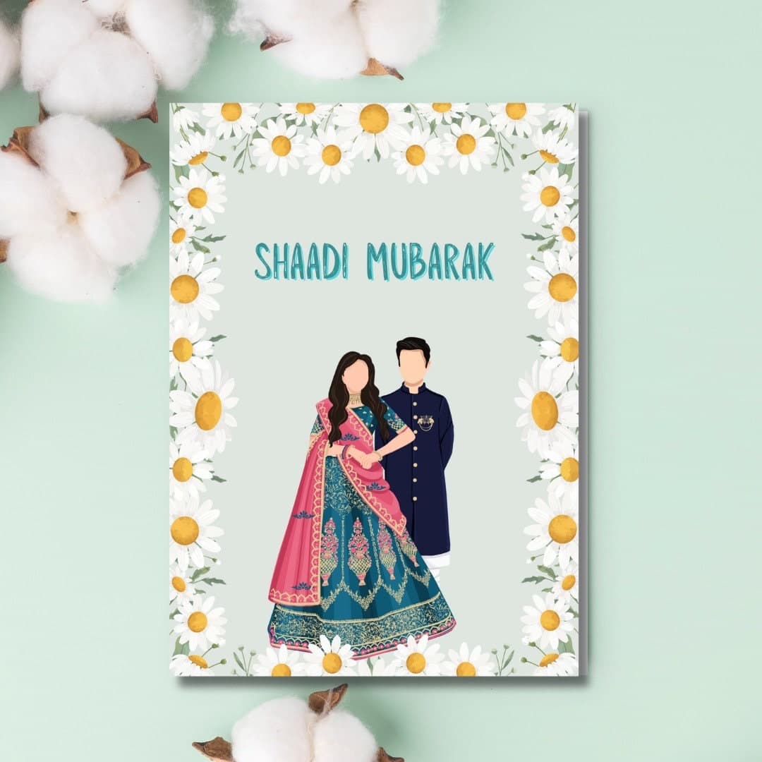 Shadi Mubarak Greeting Card, Desi Wedding (4.25x6.25)
