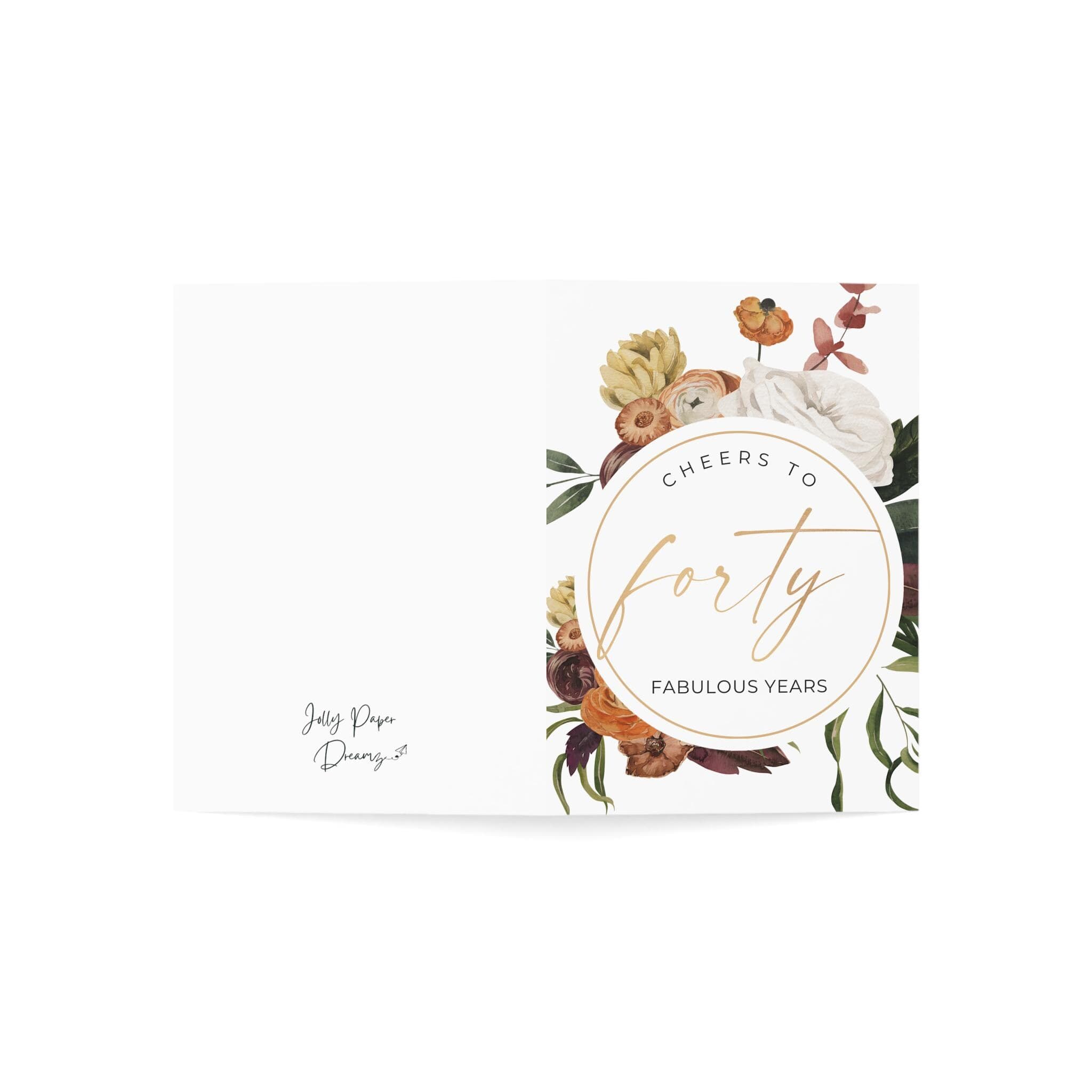 Floral 40th Birthday Card, Cheers to Forty, Personalized Greeting - image 4