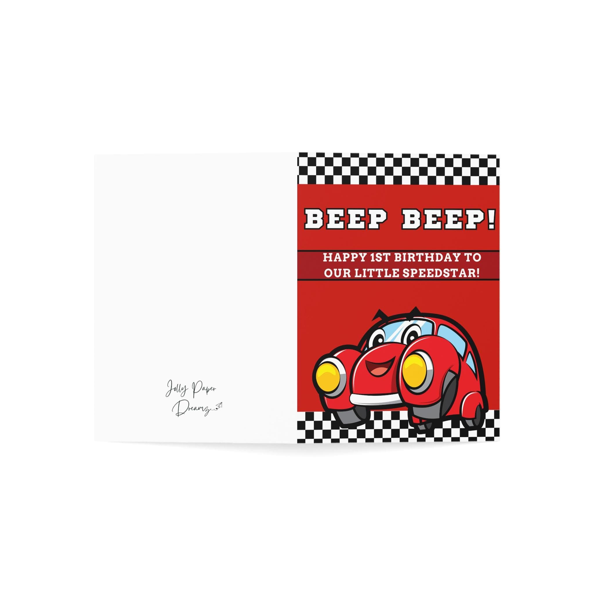Red Car 1st Birthday Card for Boy - image 3