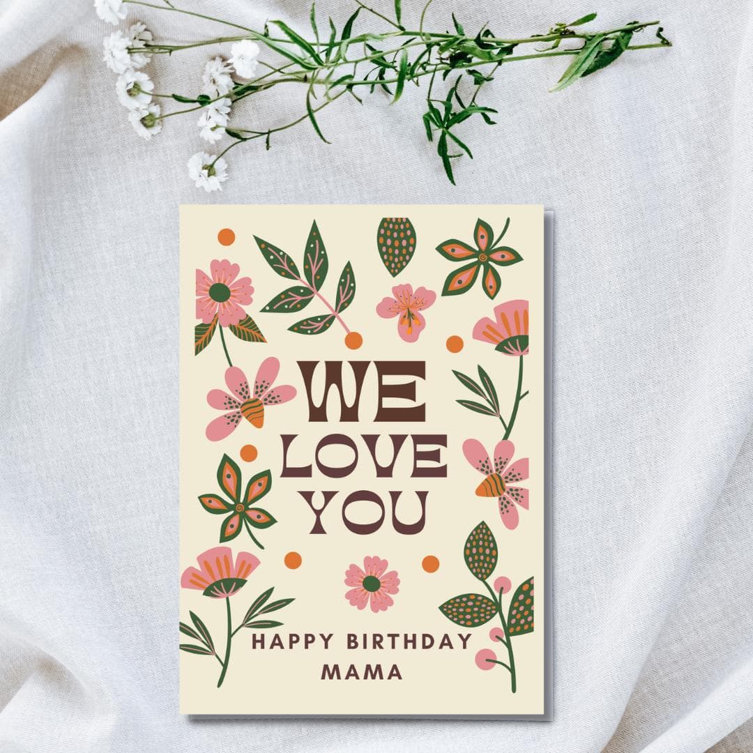 Floral Birthday Card for Mom, Personalized Text Inside
