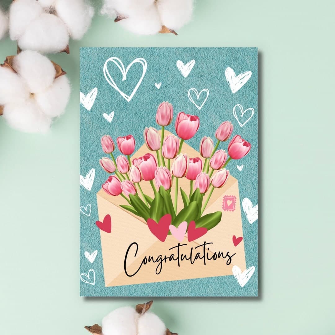 Graduation/Congratulations Greeting Card, New Home, New Job, Wedding, Floral congratulations, Floral Graduation, Promotion.