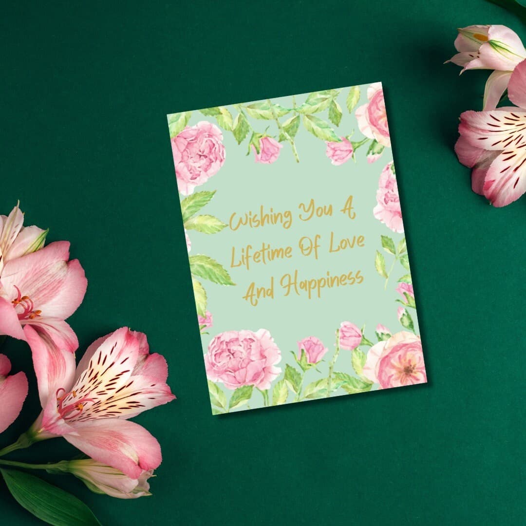 Floral Wedding Greeting Card, Lifetime of Love