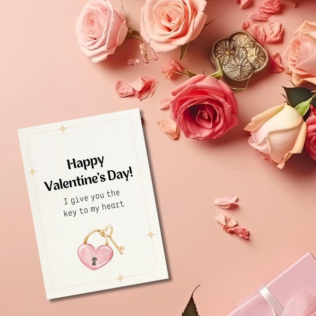Happy Valentines Day Card, Valentines Day , Key and Lock Valentines Day Card, Key to My heart Valentines Day Card