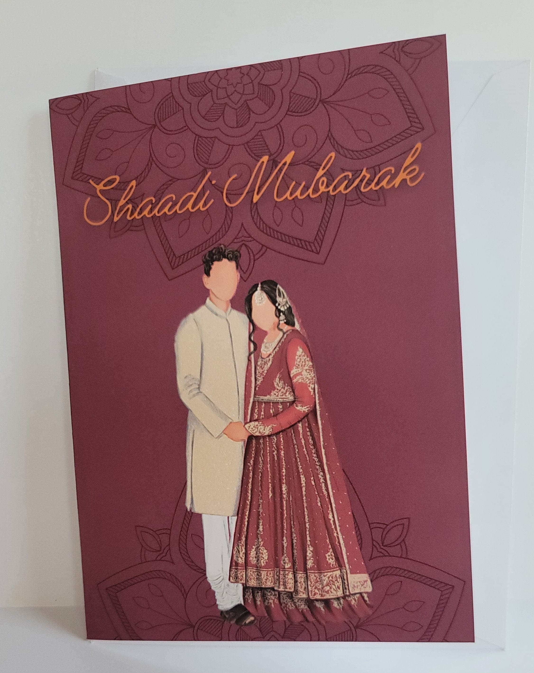 Shadi Mubarak Wedding Card, Indian Pakistani Bride and Groom - image 5