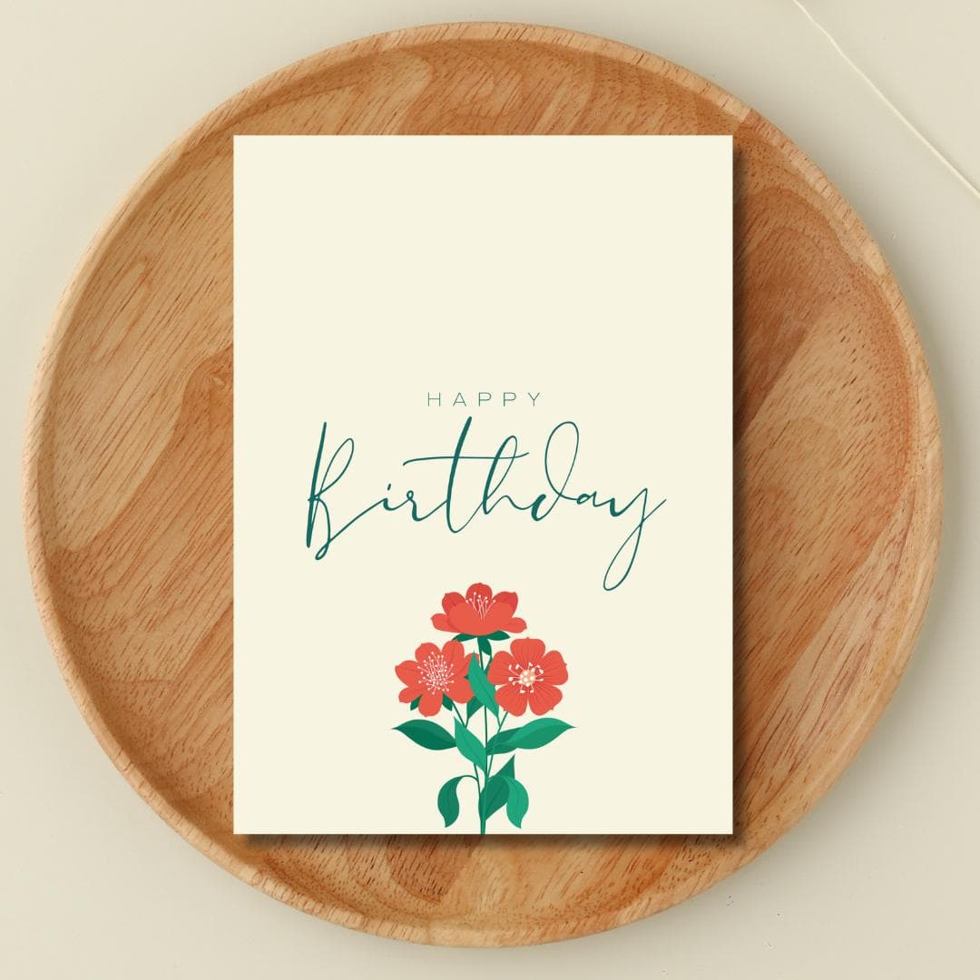 Floral Birthday Card: Blank Inside, 110lb Card Stock (4.25x6.25)