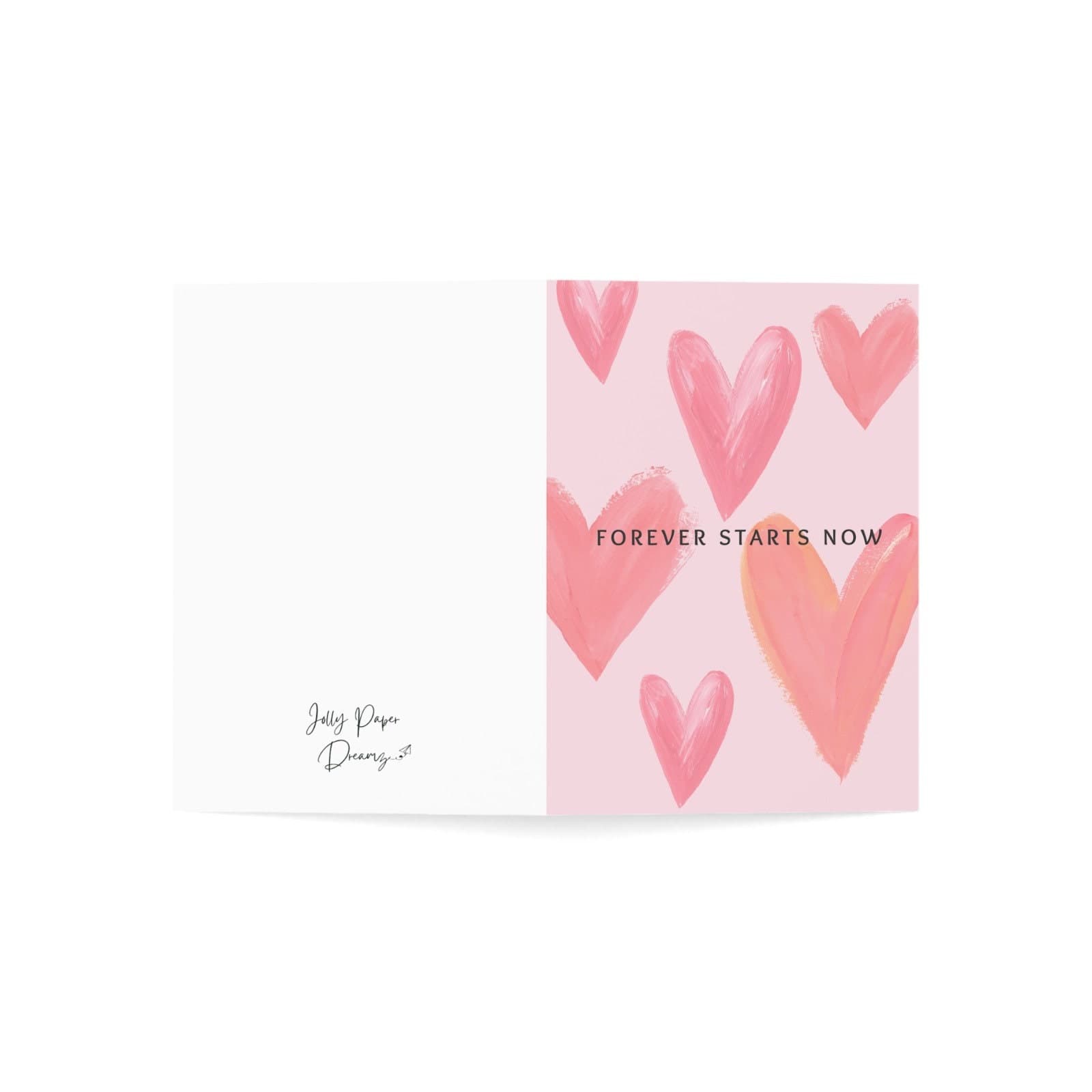 Hearts Wedding Card, Forever Starts Now, Pink Greeting Card - image 3