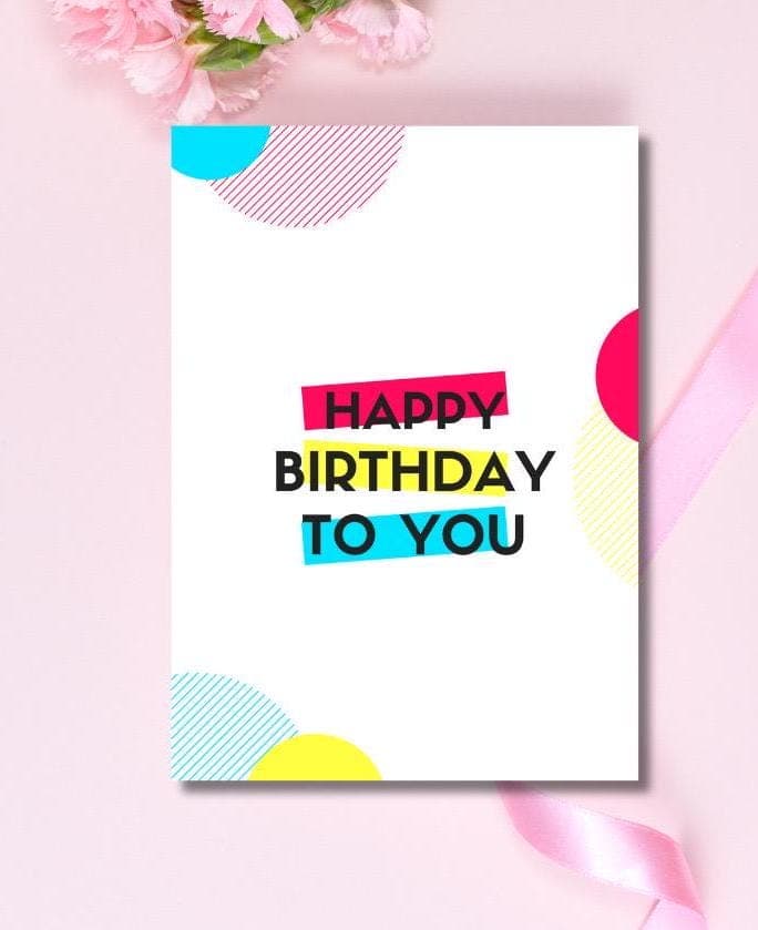 Happy Birthday Card: Colorful Modern Design, Blank Inside