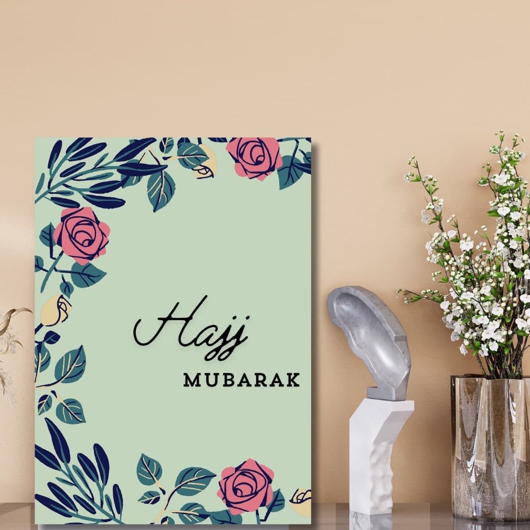 Hajj Mubarak Greeting Card: Floral Congratulations Card