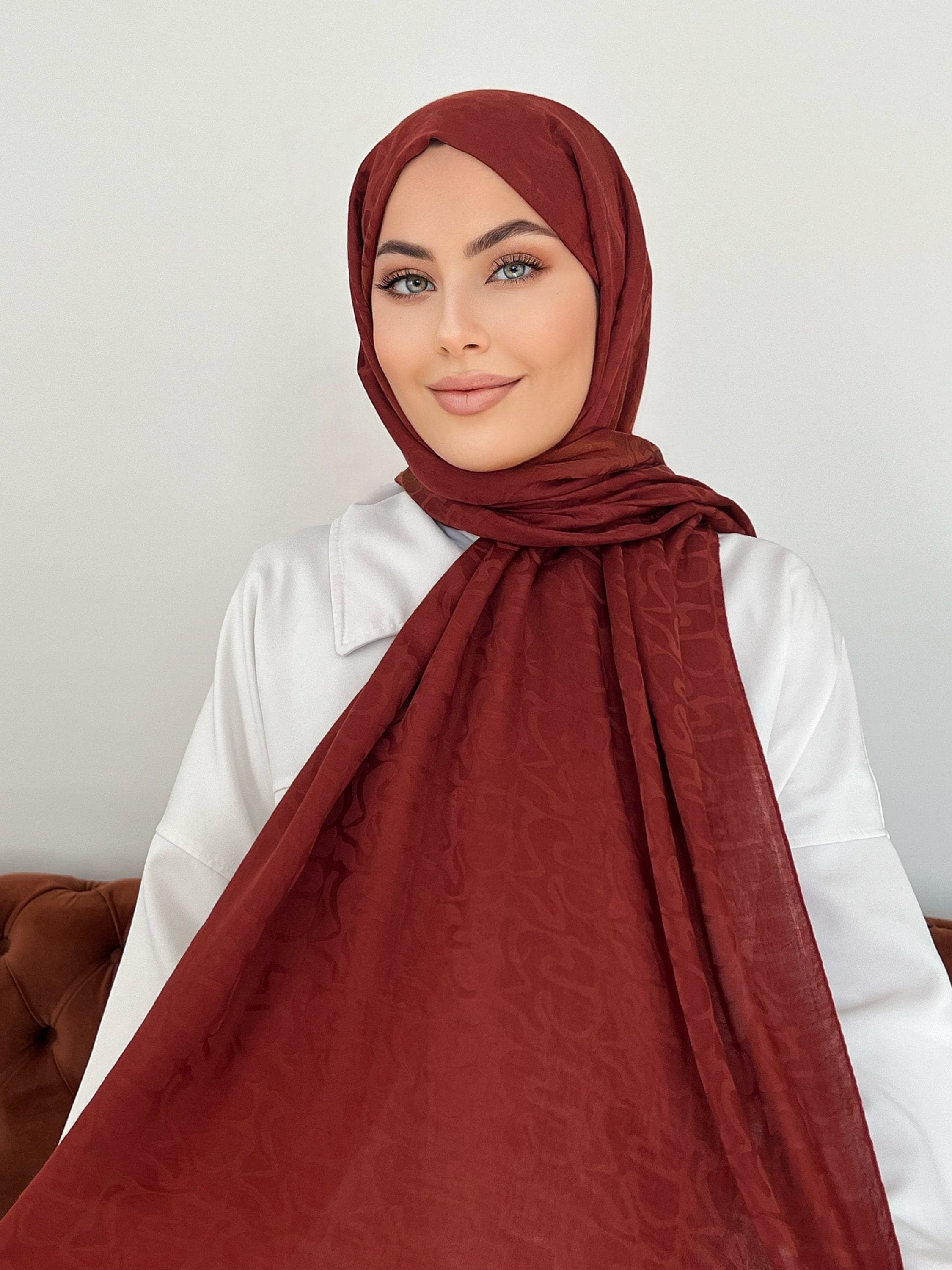 Red Jakar Hijab: Cotton Satin Blend Soft Scarf - image 5