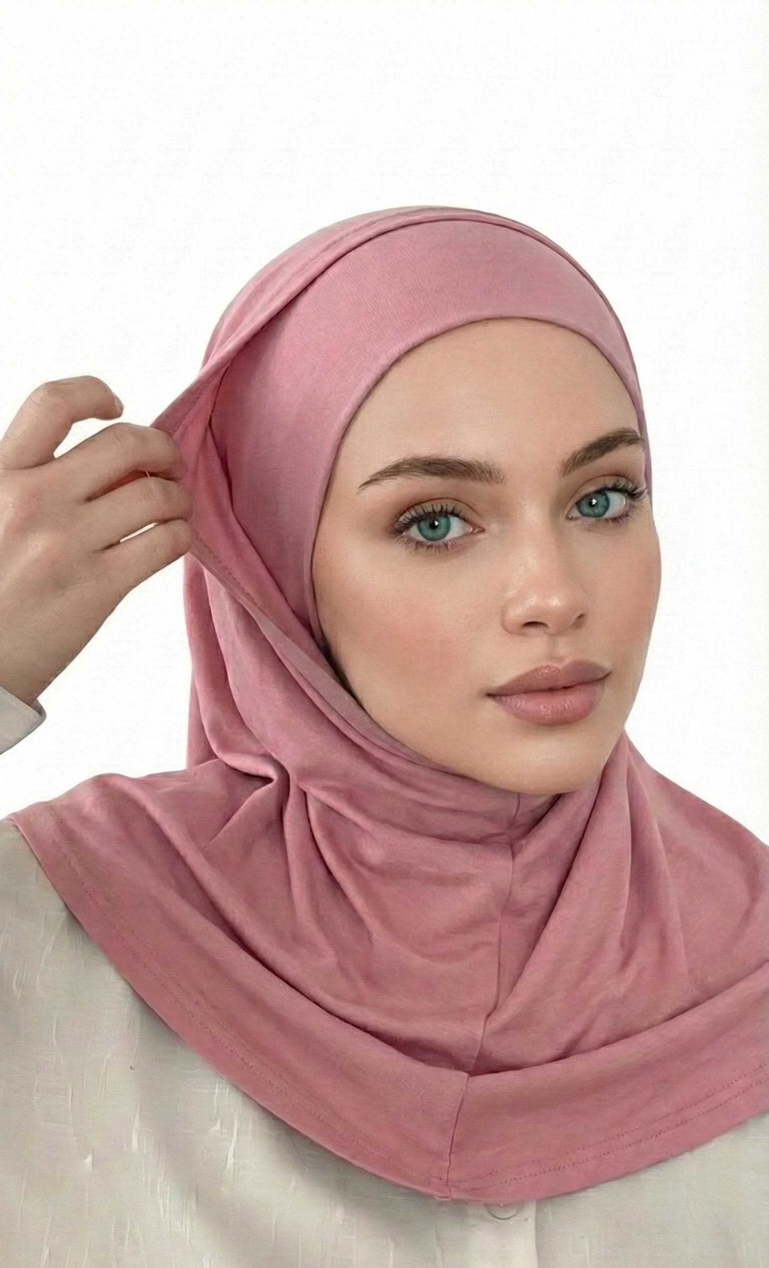 Ready instant hijab, 2-Piece Pink Amira Hijab: Instant Jersey Wrap Scarf, Amira hijab, Jersey hijab, Cotton Hijab, sport hijab, workout wrap - image 5