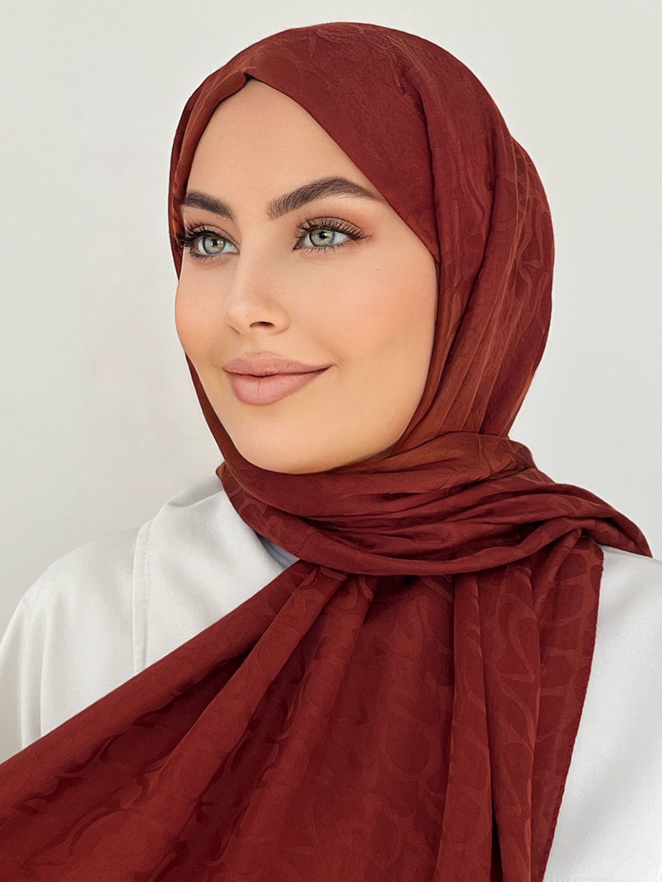 Red Jakar Hijab: Cotton Satin Blend Soft Scarf - image 3