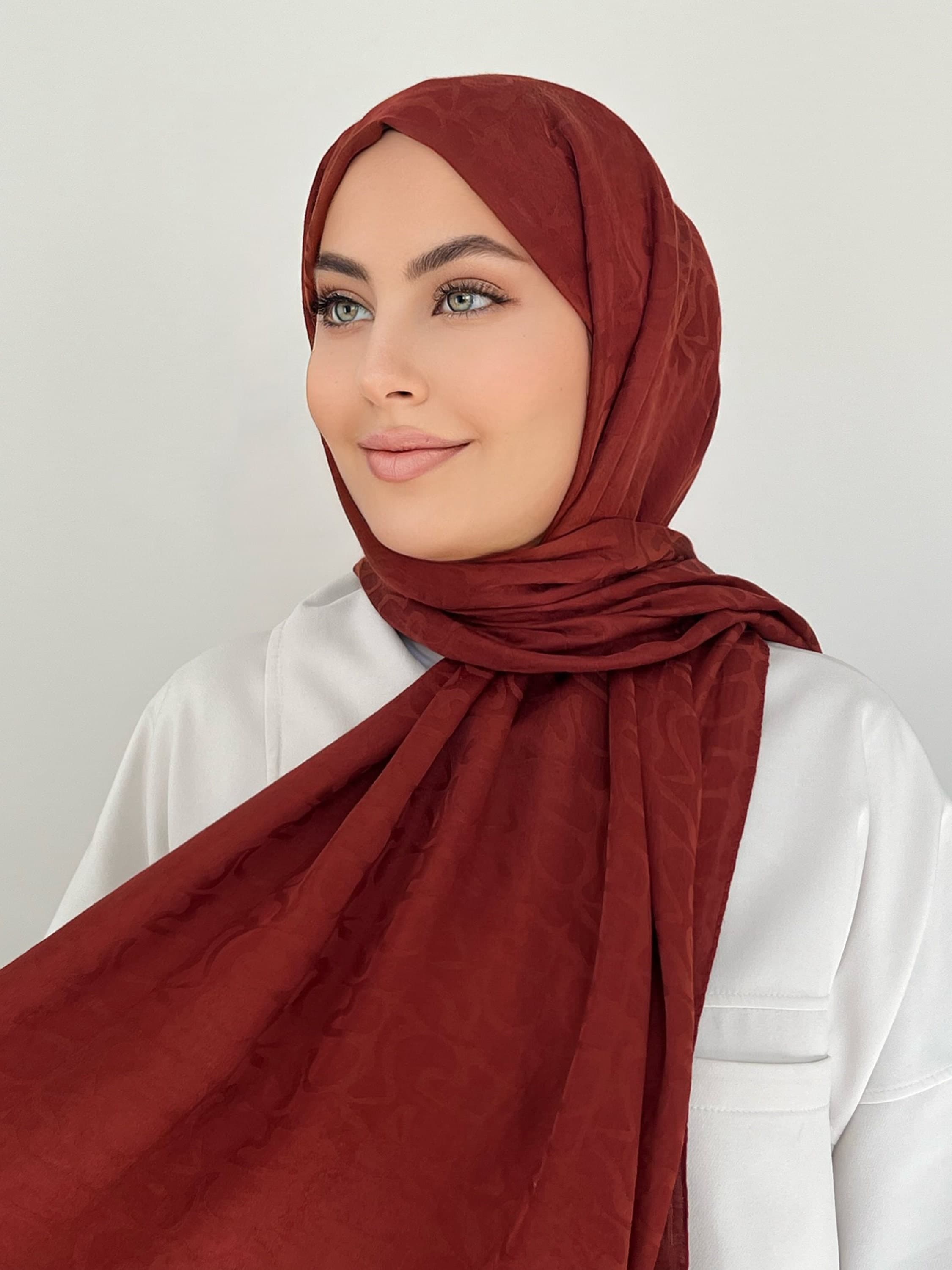 Red Jakar Hijab: Cotton Satin Blend Soft Scarf - image 4
