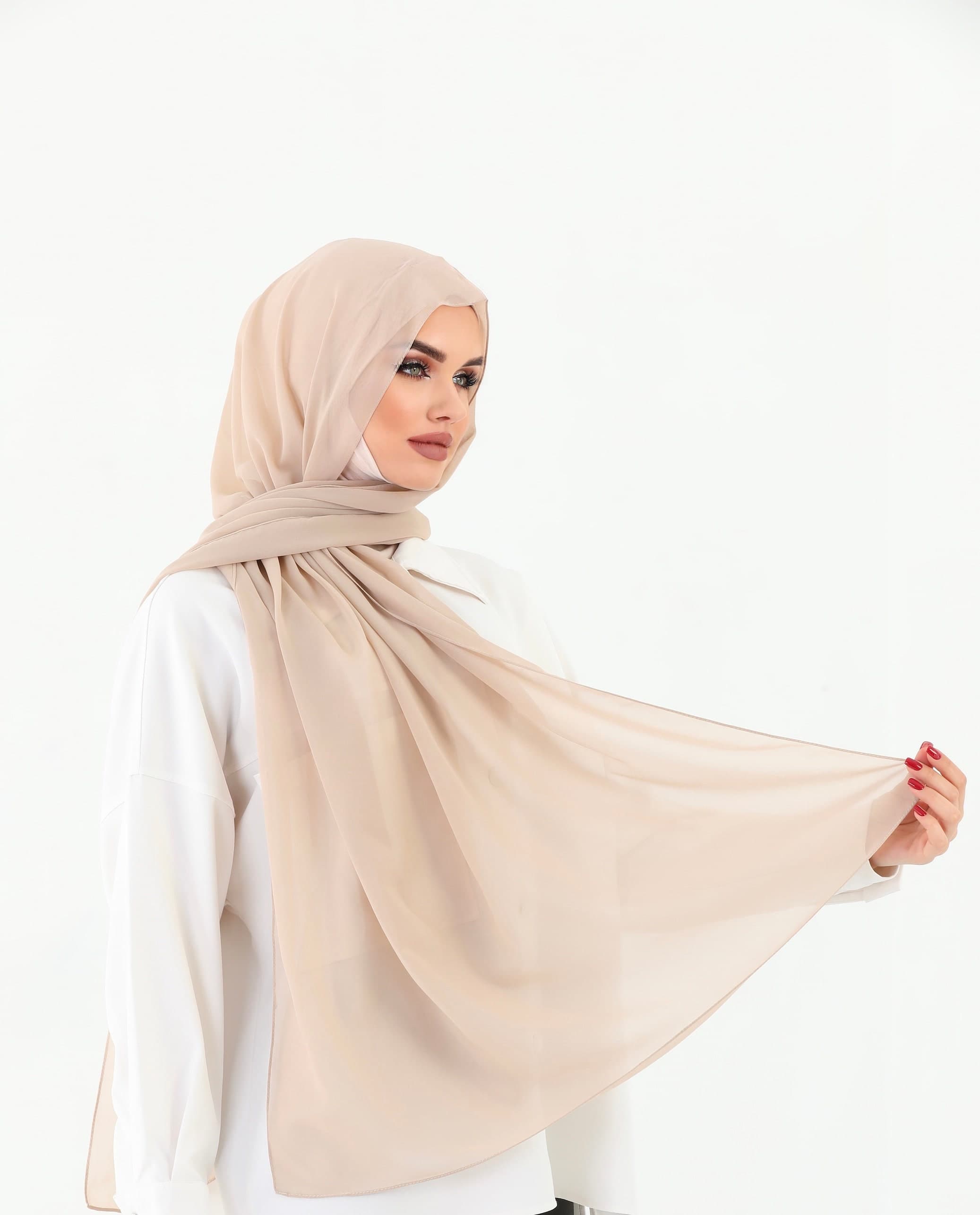 Buy 2 Get 1 FREE, Instant Chiffon Hijab, Ready to Wear Wrap, Cotton Underscarf, Beige Muslim Scarf - image 3