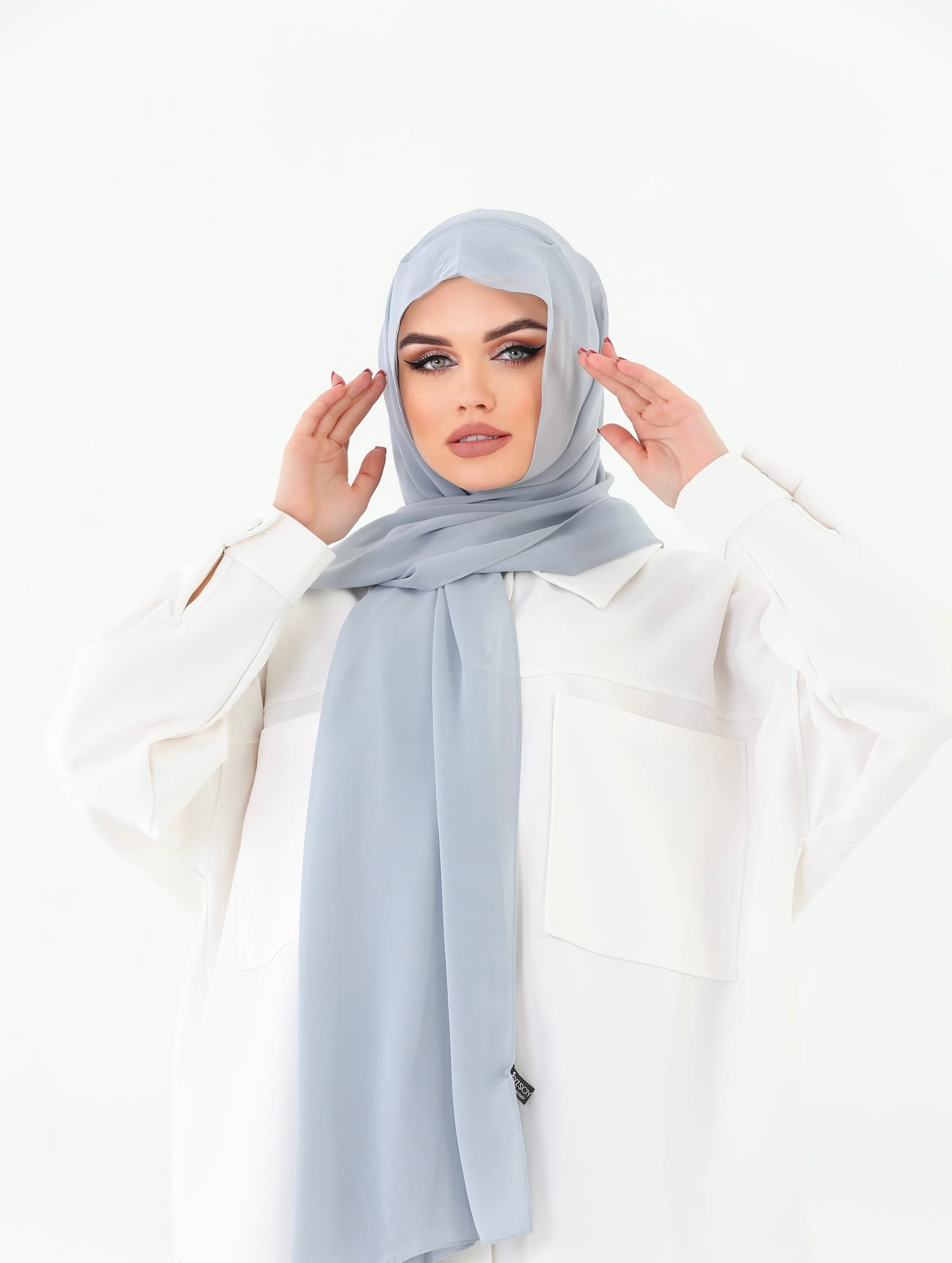Instant Chiffon Hijab, Ready to Wear Wrap, Beige Scarf - image 3