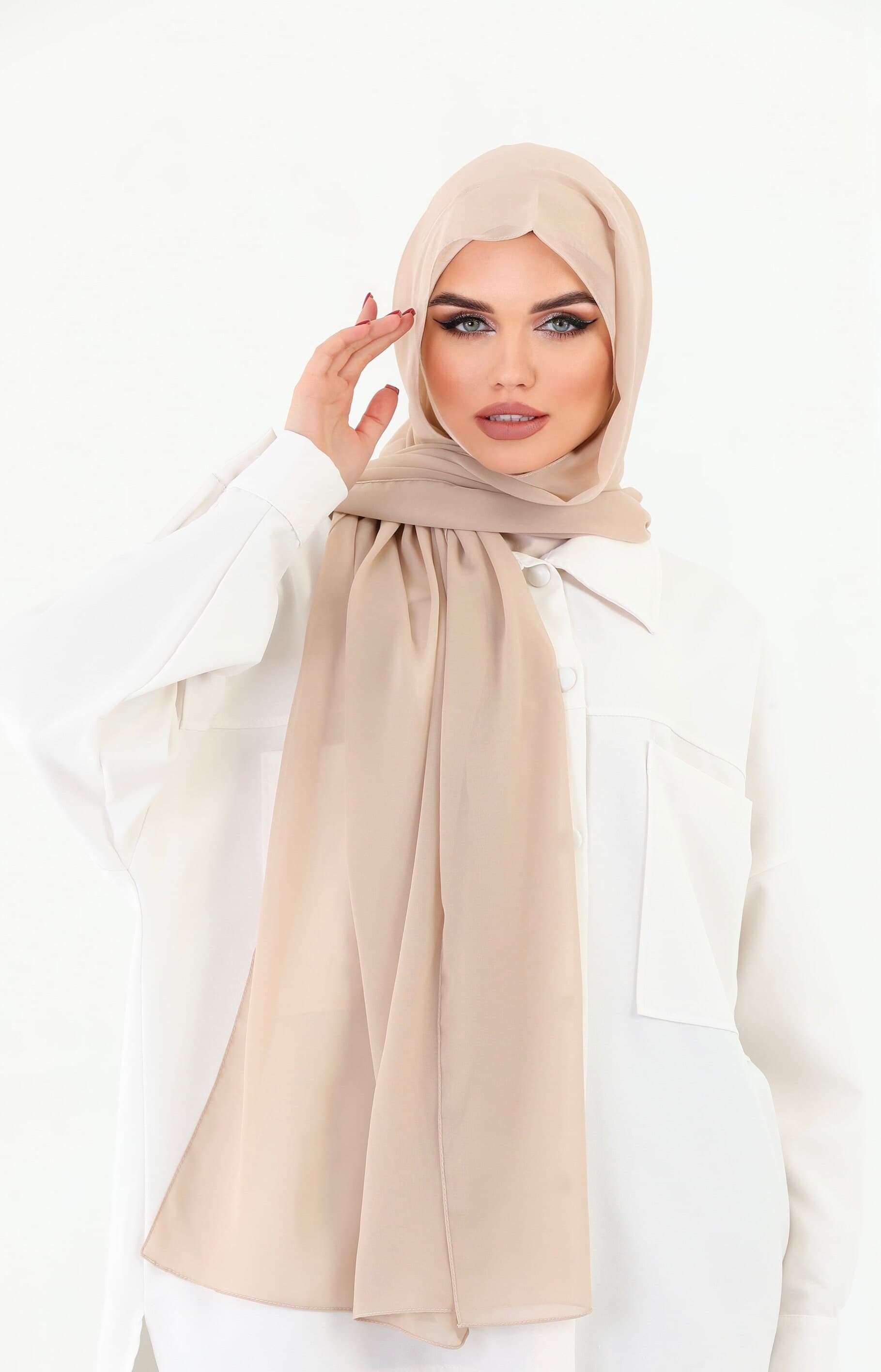 Buy 2 Get 1 FREE, Instant Chiffon Hijab, Ready to Wear Wrap, Cotton Underscarf, Beige Muslim Scarf - image 5