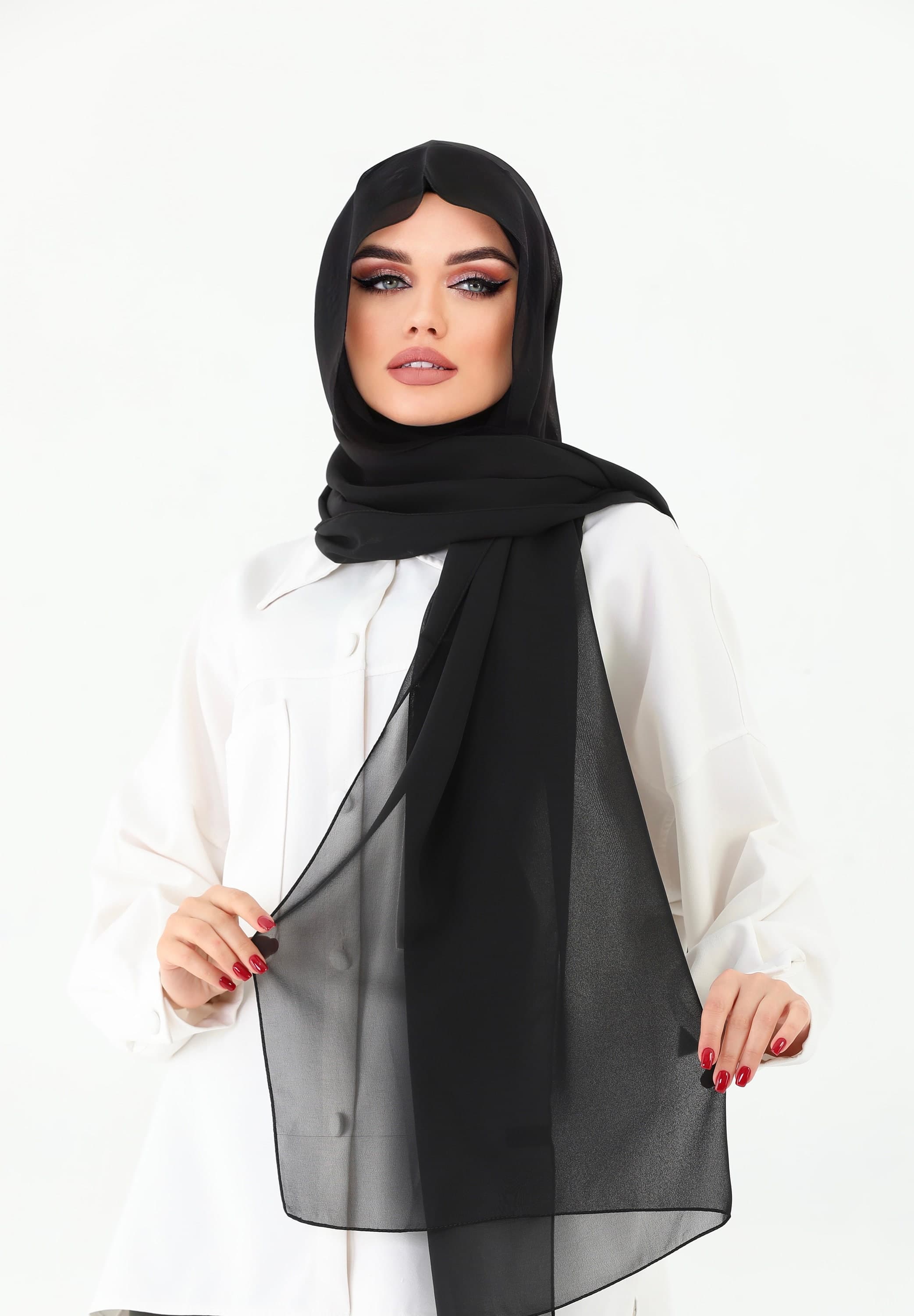 Instant Chiffon Hijab, Ready to Wear Wrap, Beige Muslim Head Wrap - image 3